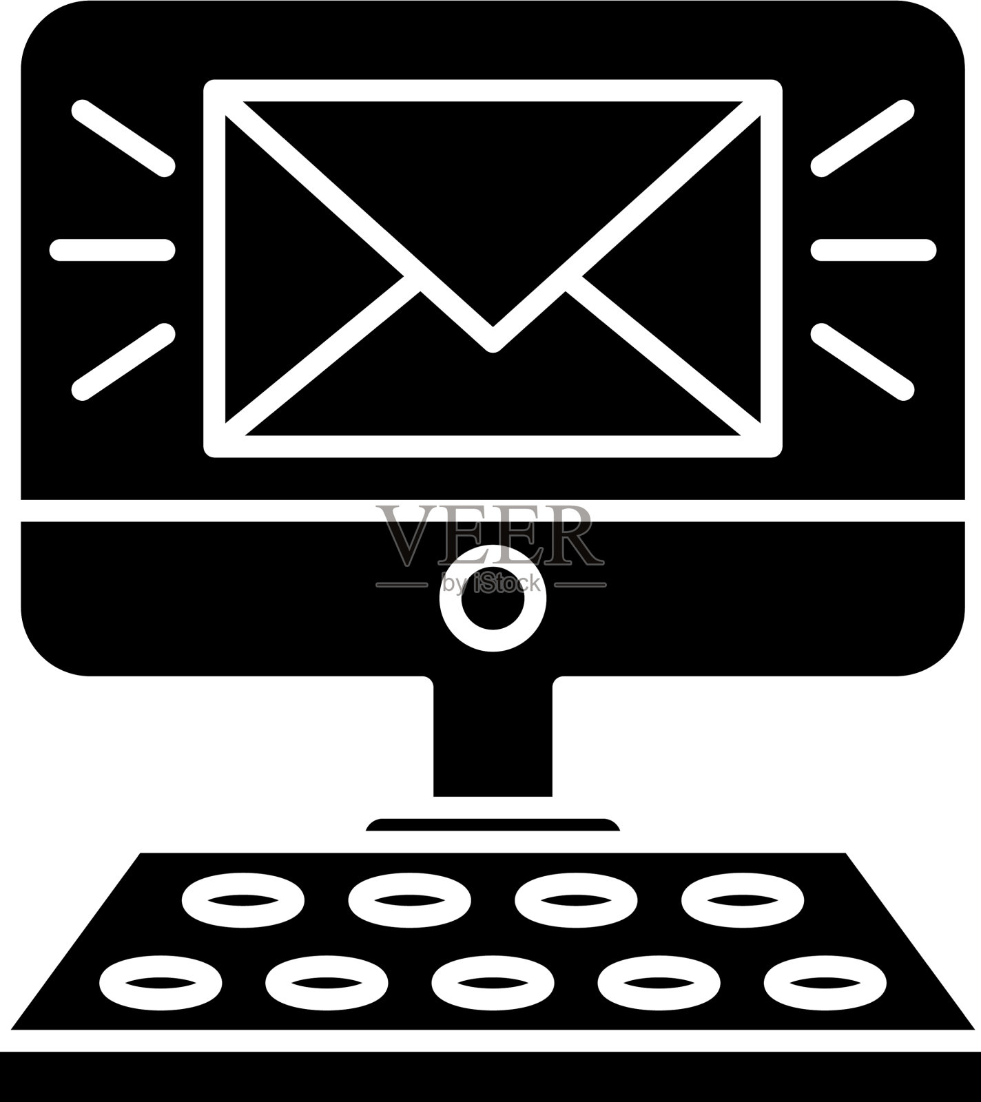 新消息黑色图标上签署隔离设计元素图片