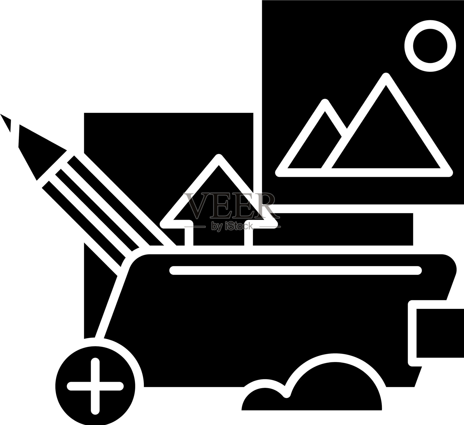 媒体文件黑色图标标志上隔离图标素材