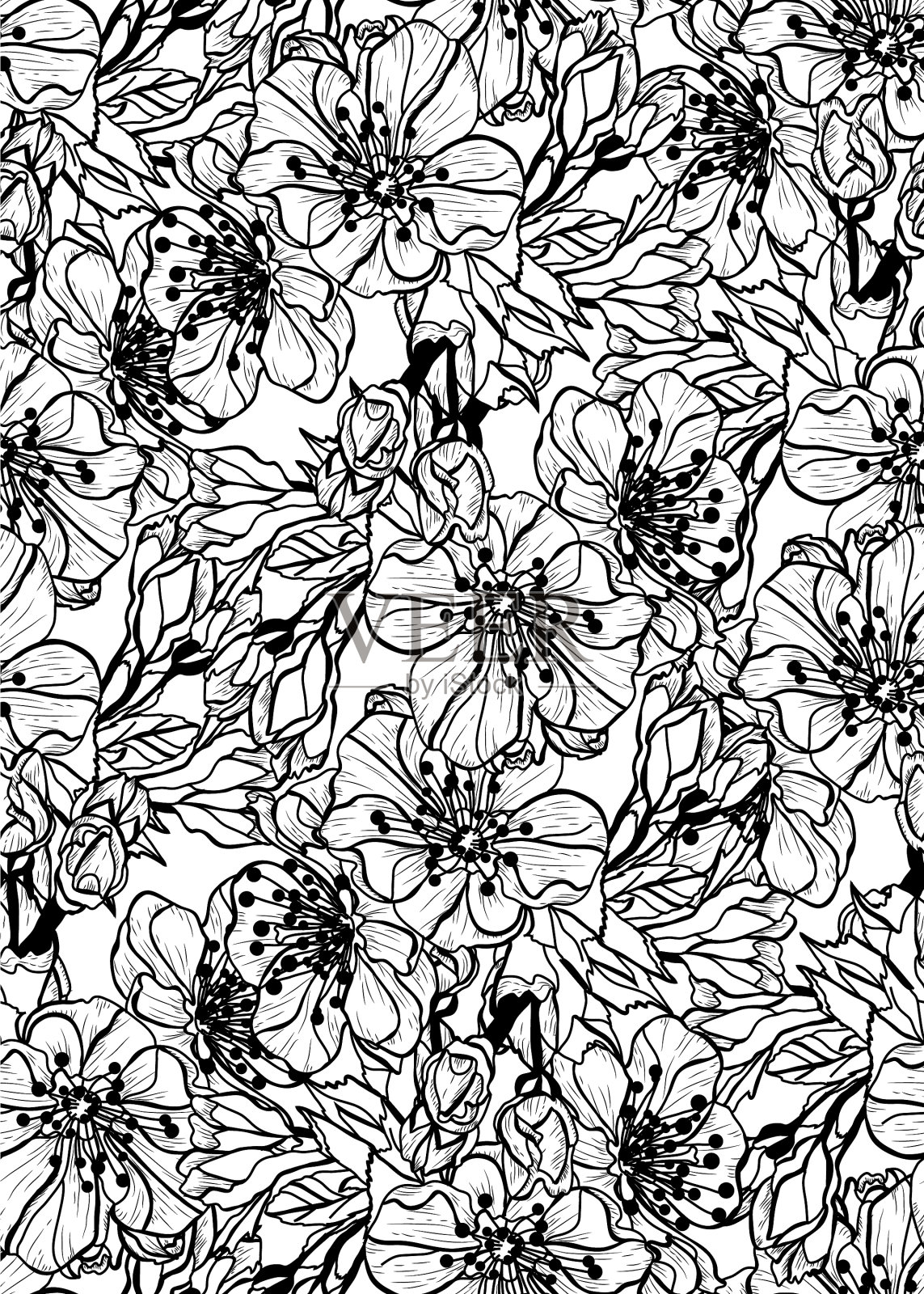 花卉无缝模式插画图片素材