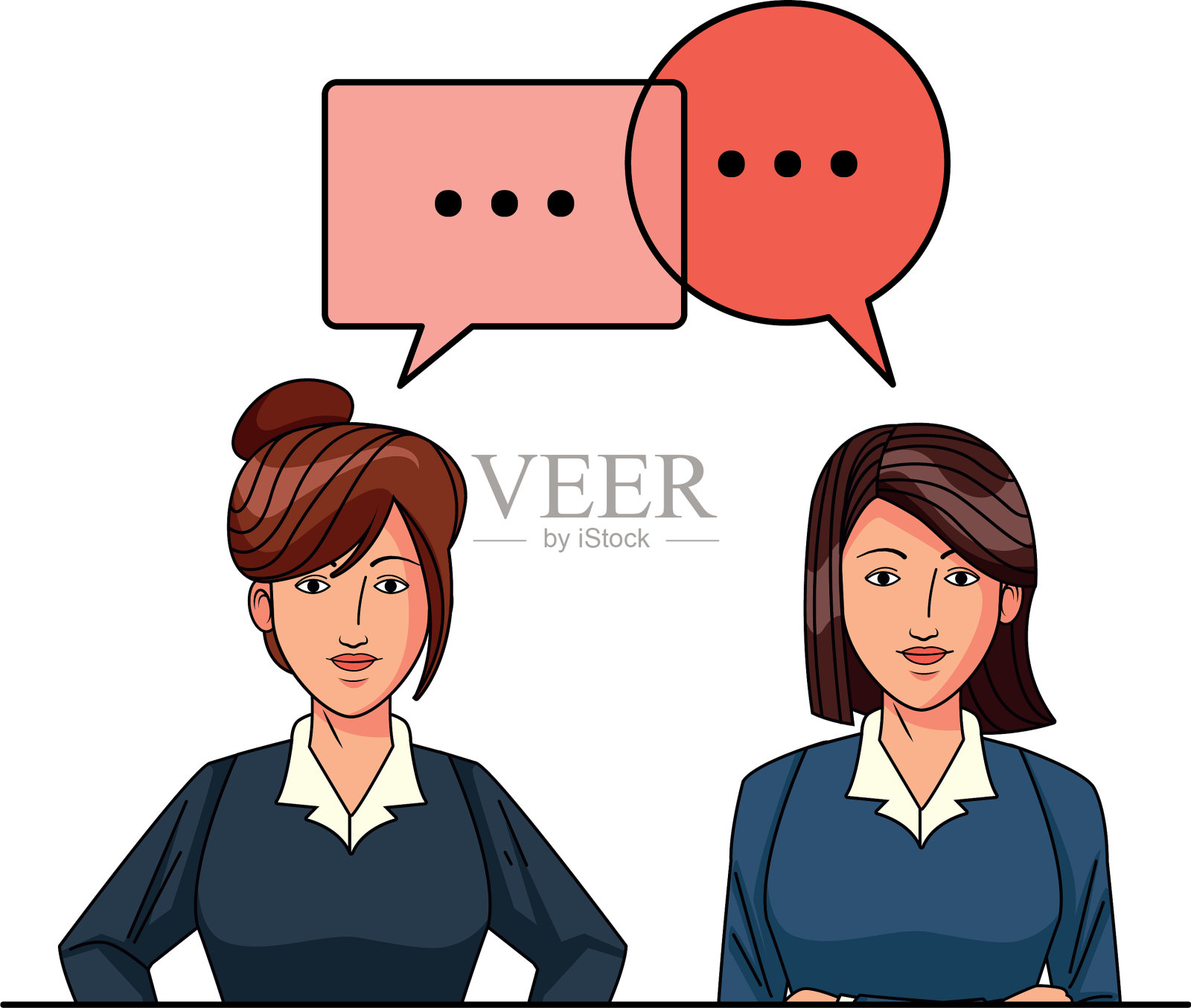 商界女性头像头像在圆插画图片素材