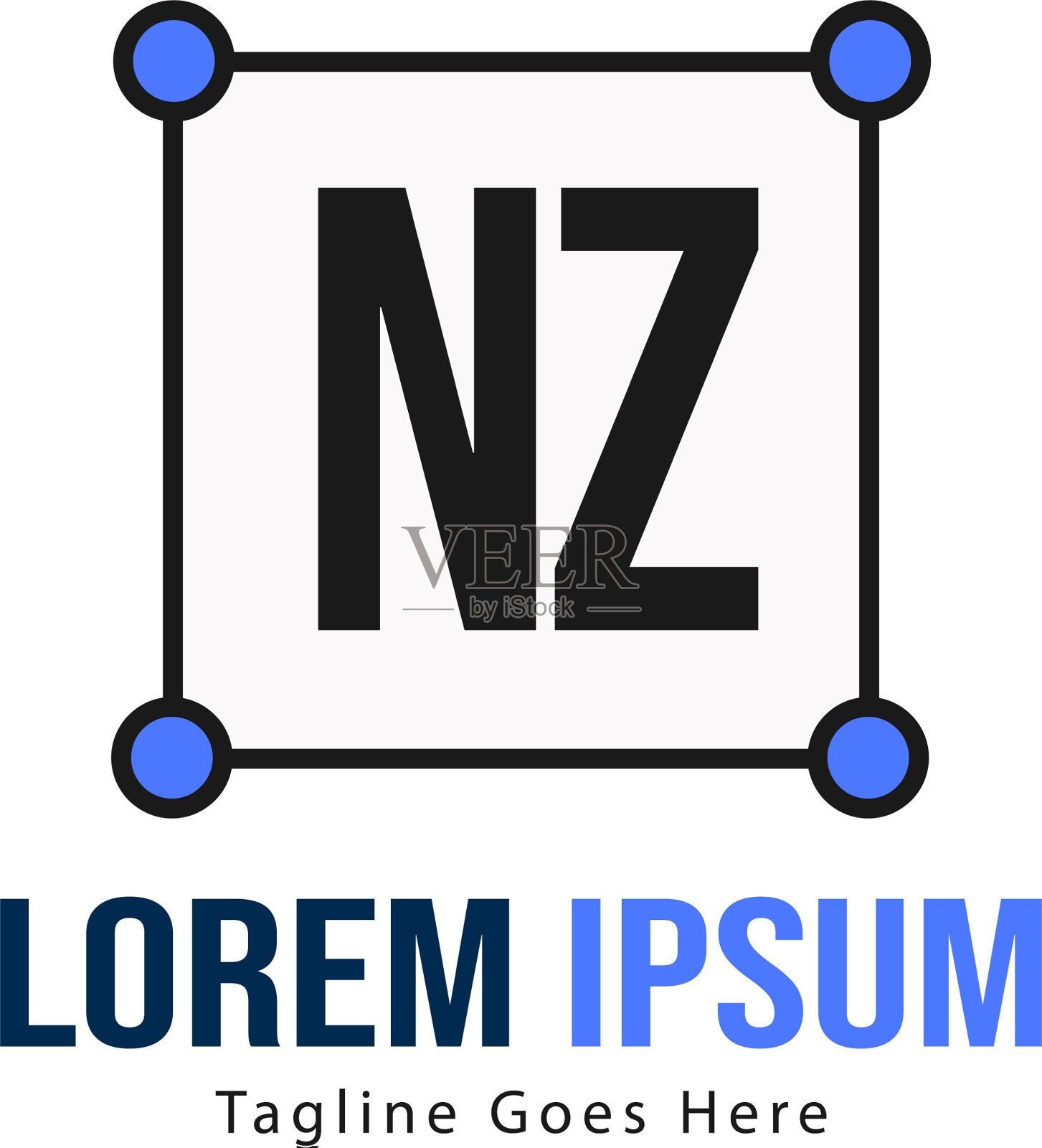 带有现代框架的初始nz标志模板图标素材