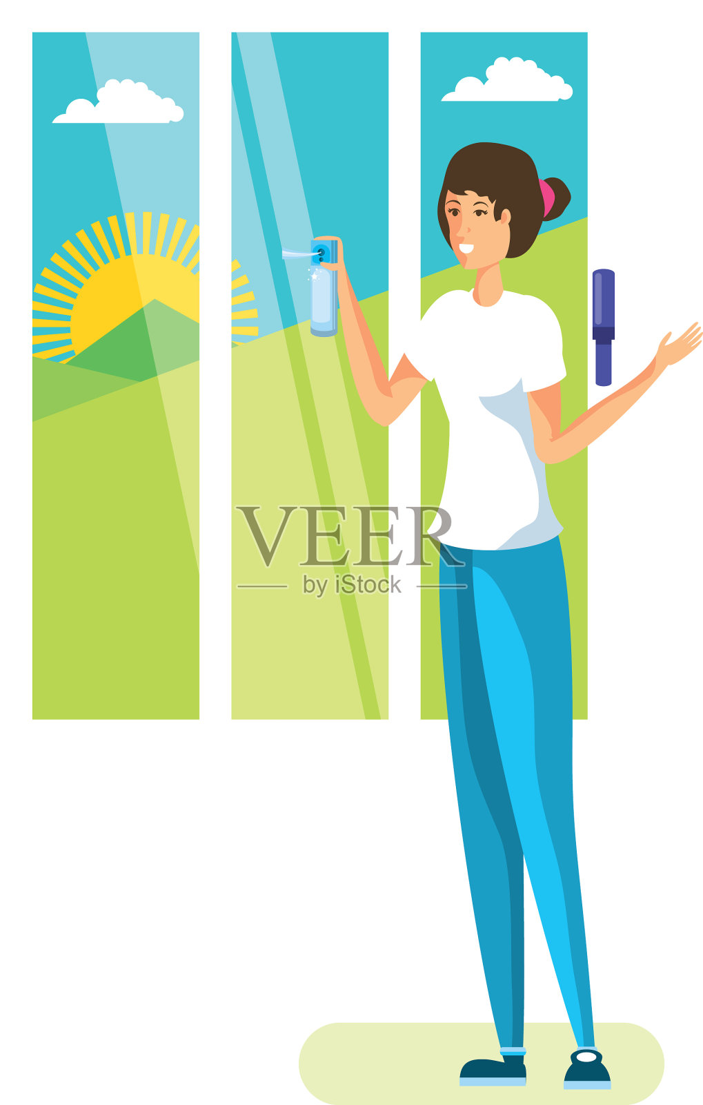 孤立女性卡通清洗设计设计元素图片