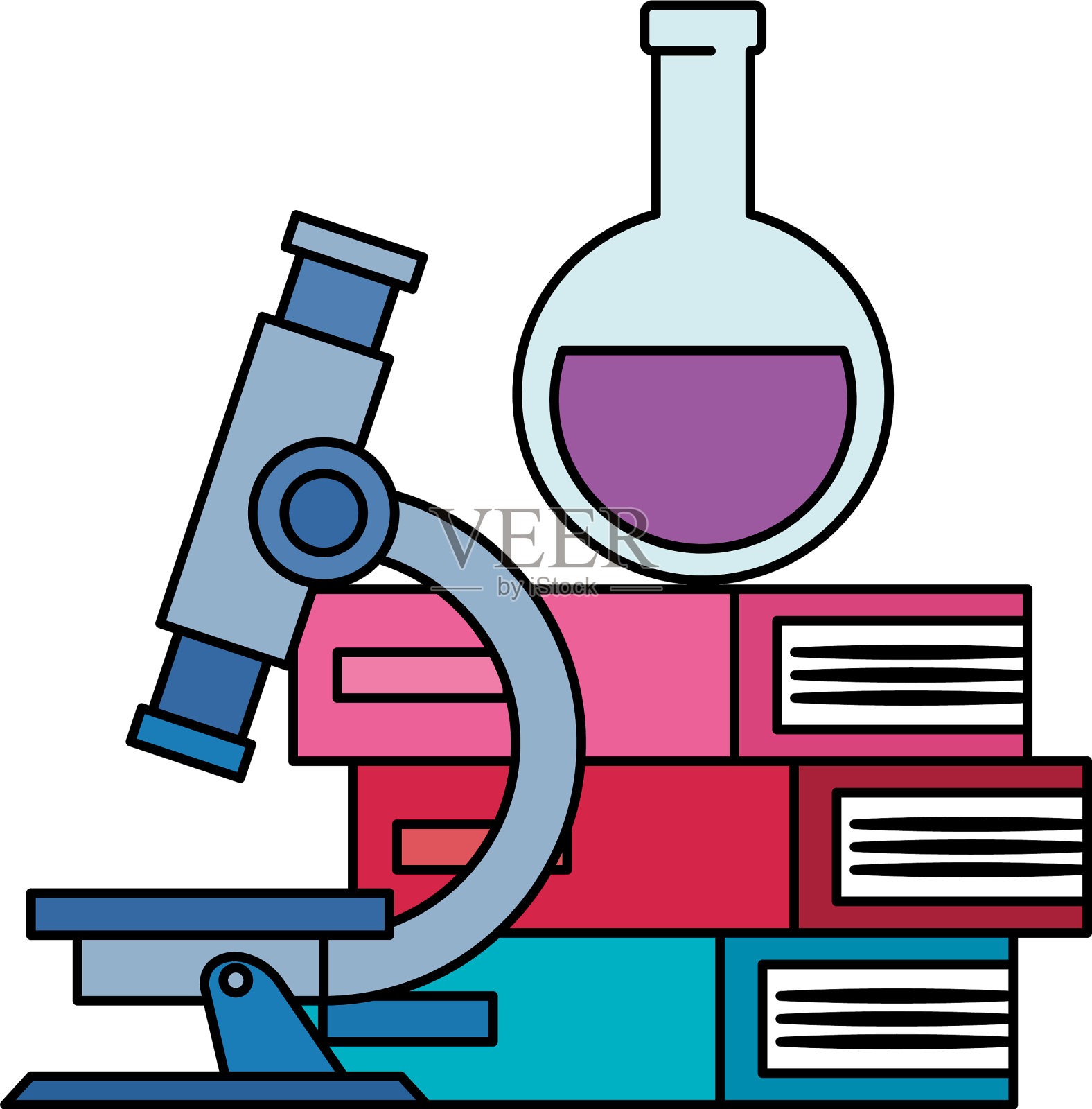 用试管测试和显微镜堆教科书设计元素图片