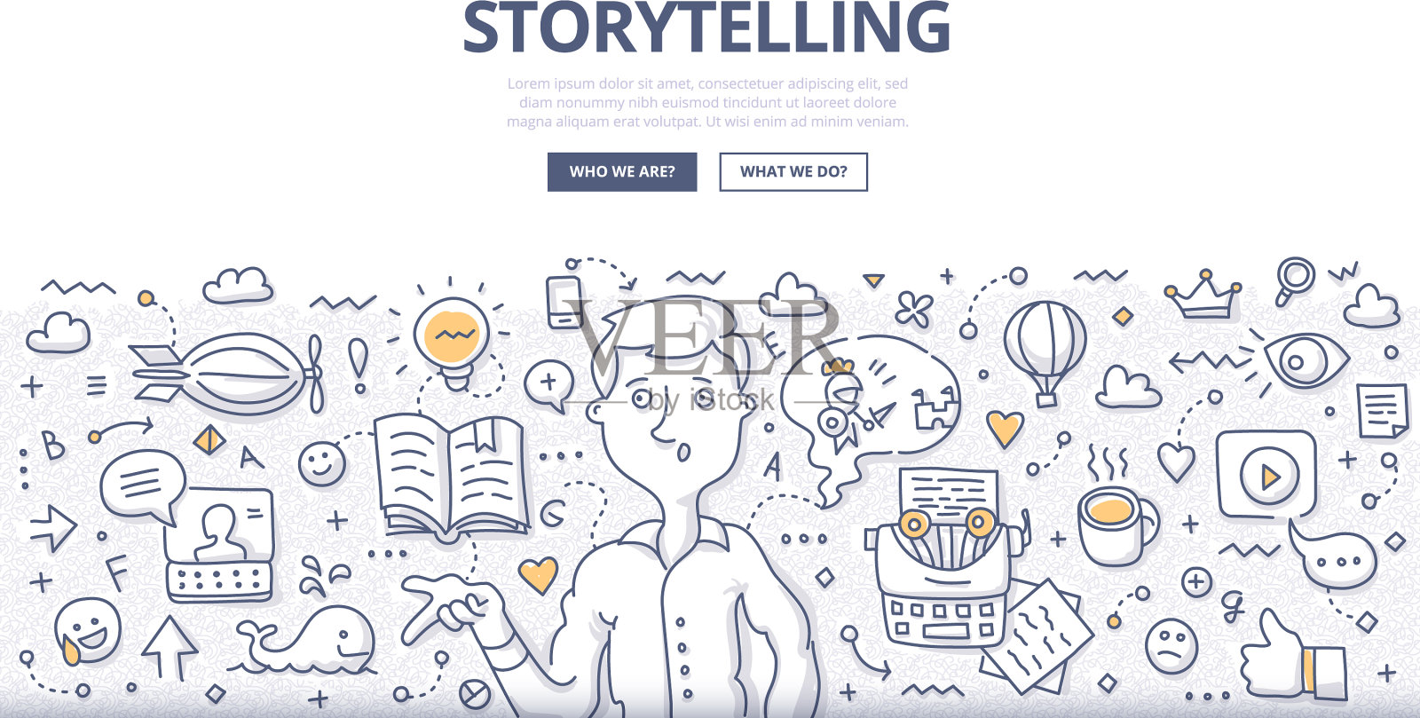 讲故事的涂鸦的概念插画图片素材