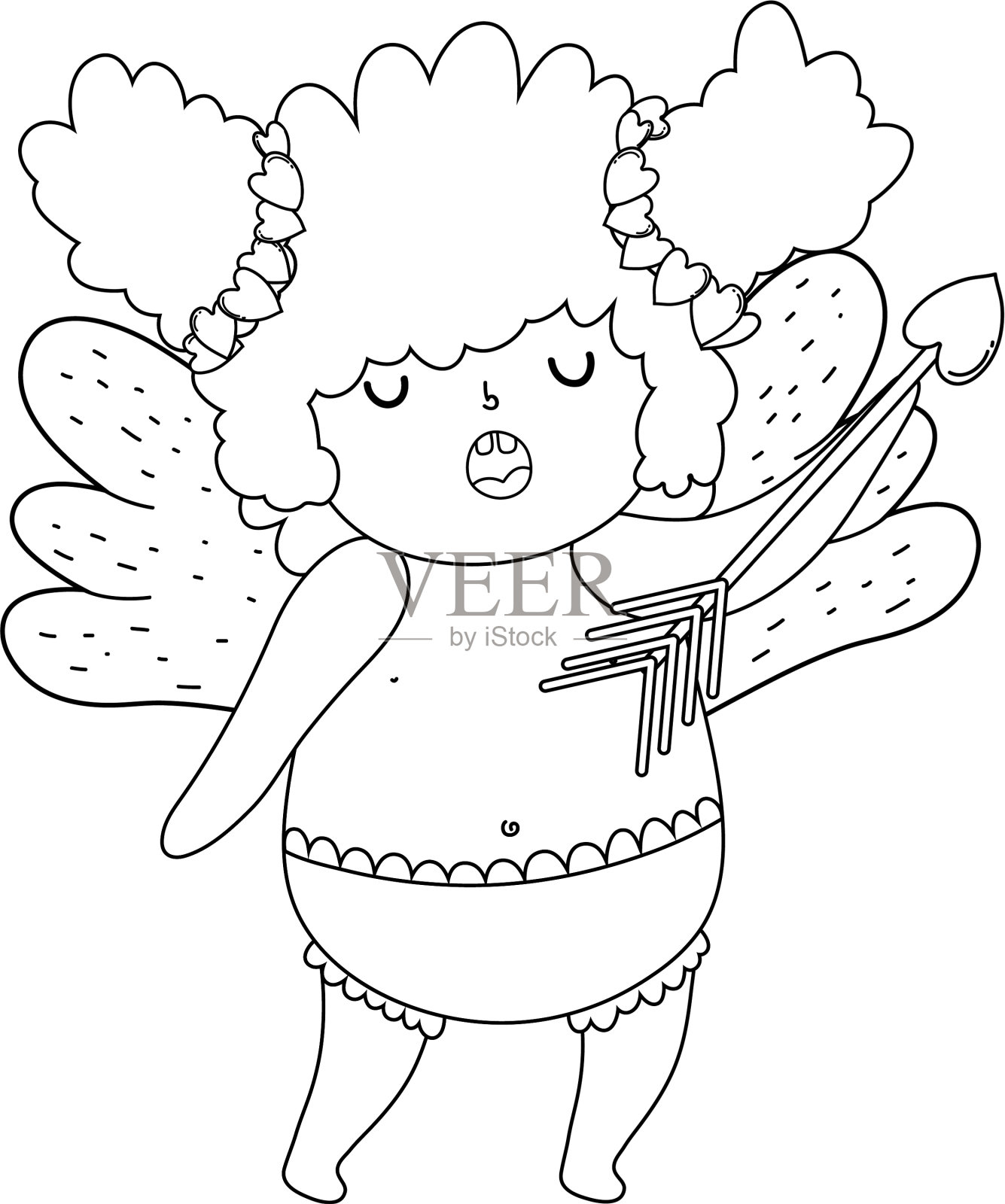 可爱的丘比特胖乎乎的女孩拿着箭设计元素图片