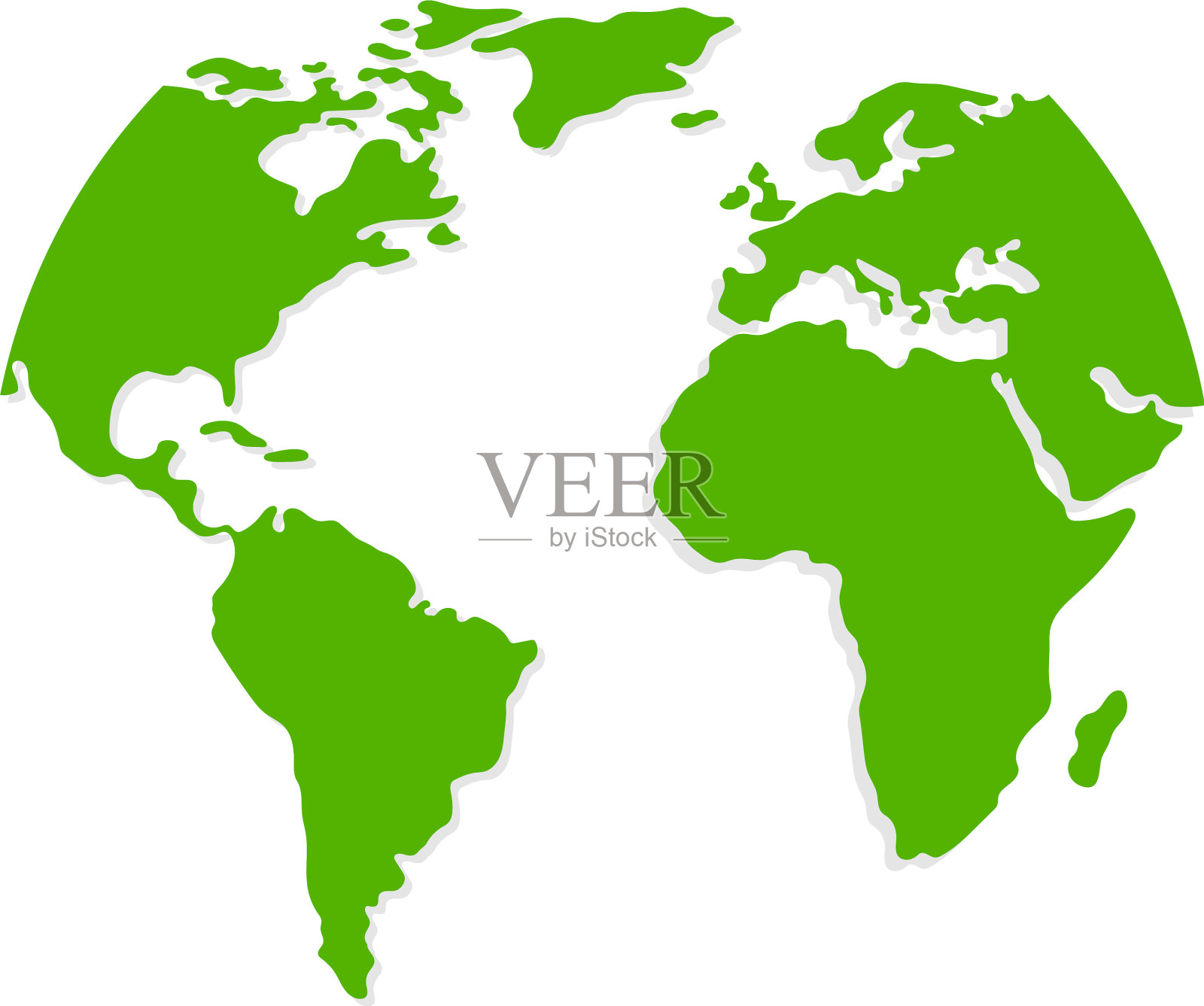 绿色世界地图或全球地图插画图片素材