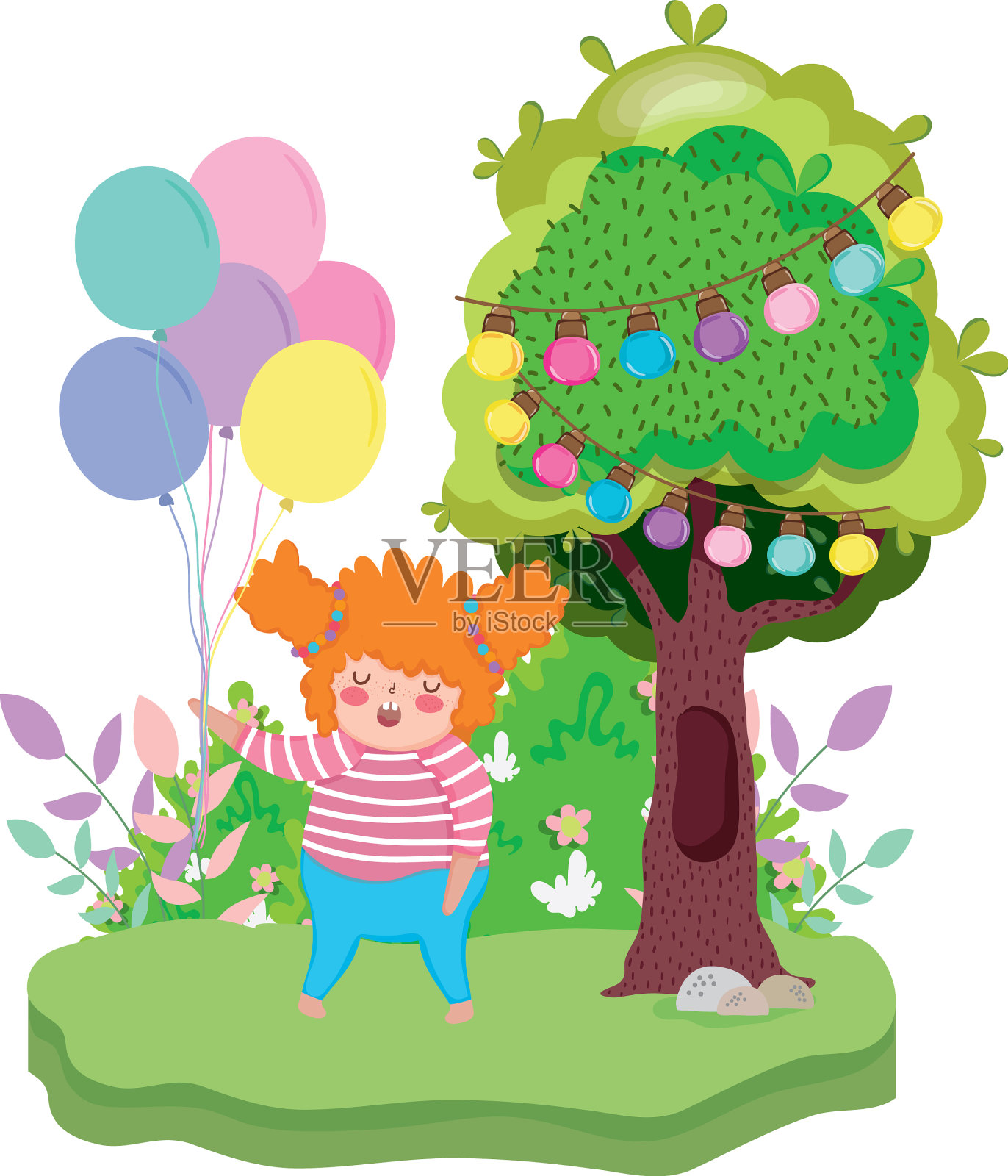 风景中的小胖妞设计元素图片