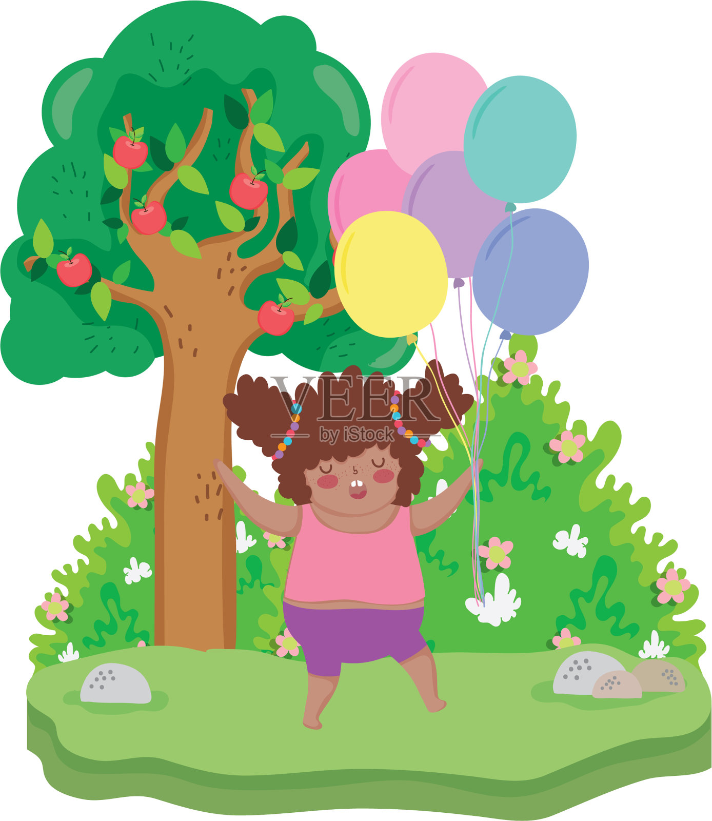 胖乎乎的小女孩拿着气球设计元素图片