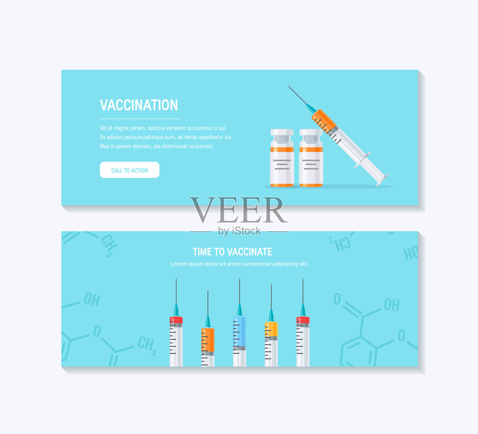 药物模板的网页横幅在平面风格插画图片素材