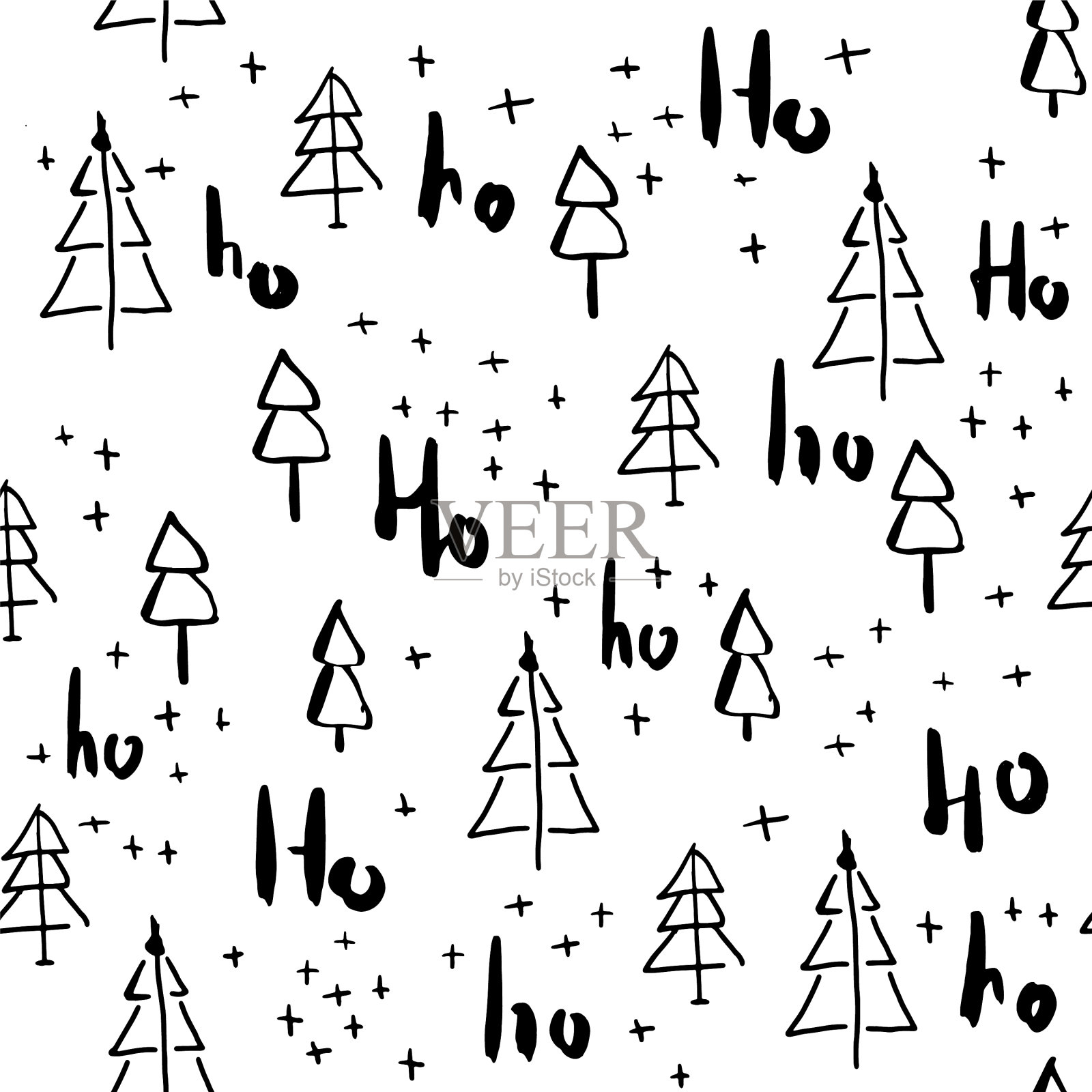 呵呵呵和圣诞树的无缝图案插画图片素材
