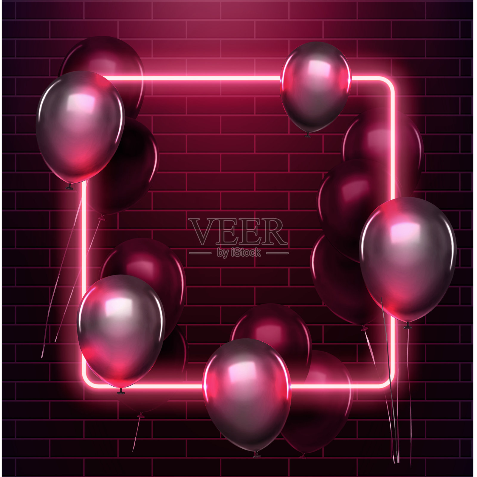 发光霓虹灯矩形设计霓虹灯框架插画图片素材