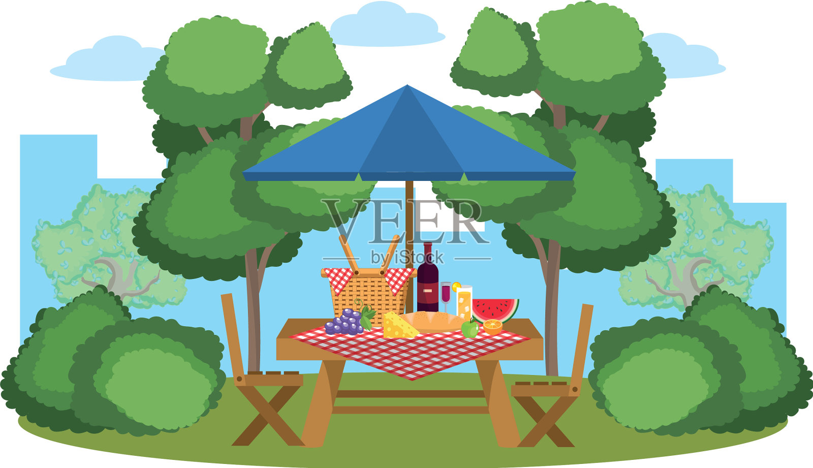 在公园野餐设计元素图片