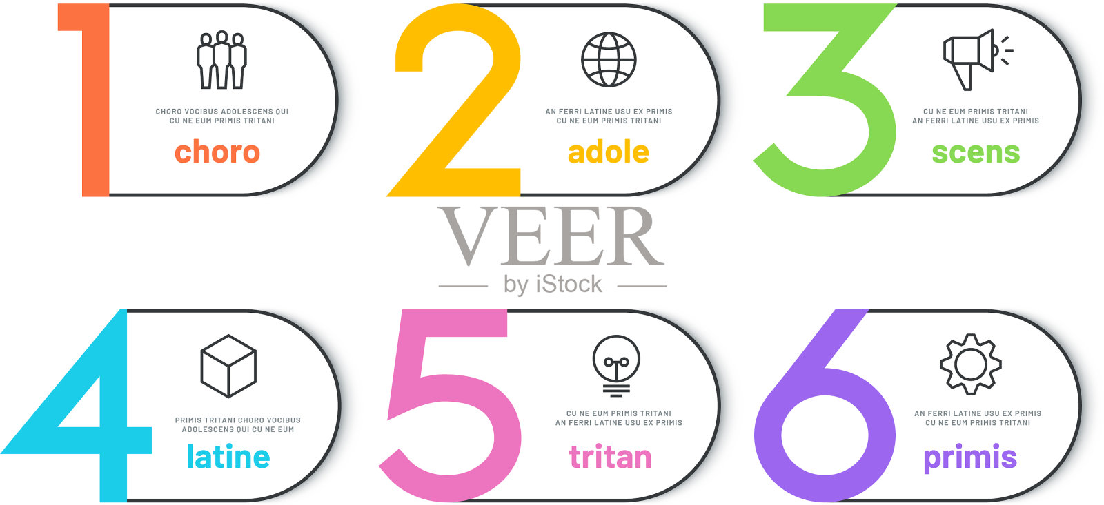 步骤信息图6选项业务时间表设计模板素材