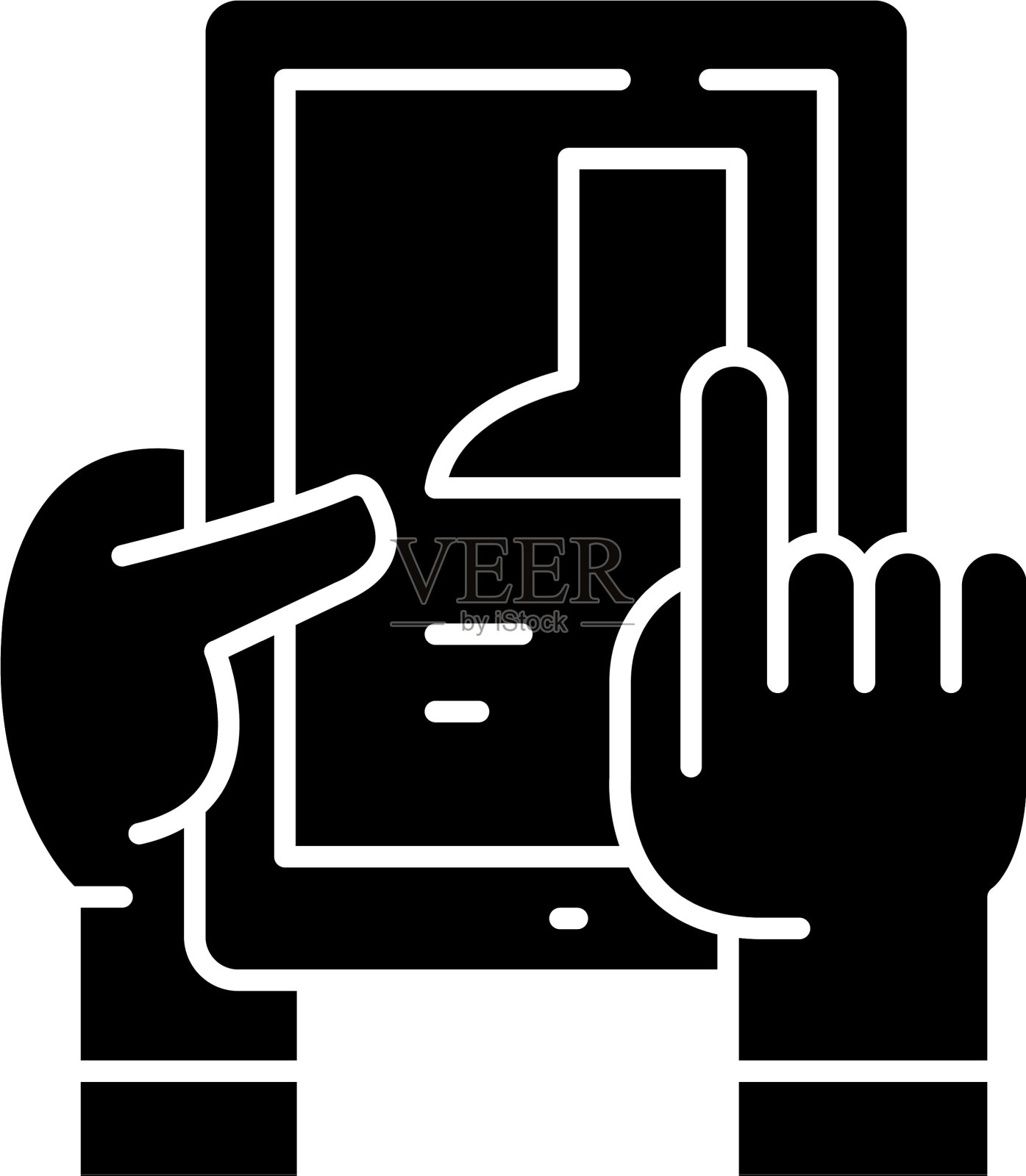 在网上商店选择商品的黑色图标插画图片素材