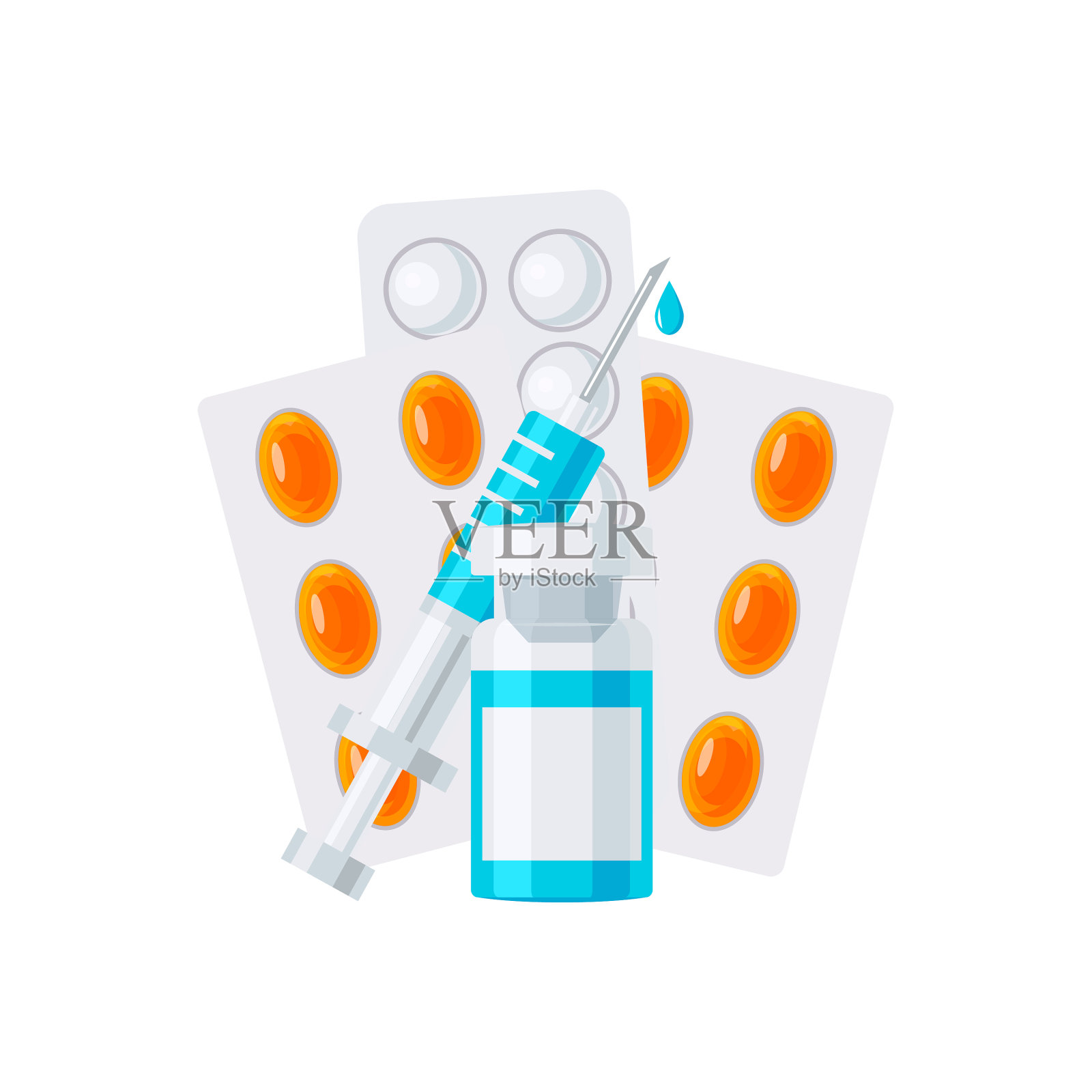 药瓶的概念在扁平的风格图标素材