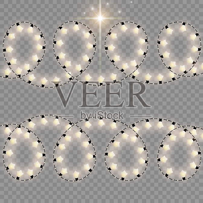 圣诞彩灯孤立透明插画图片素材