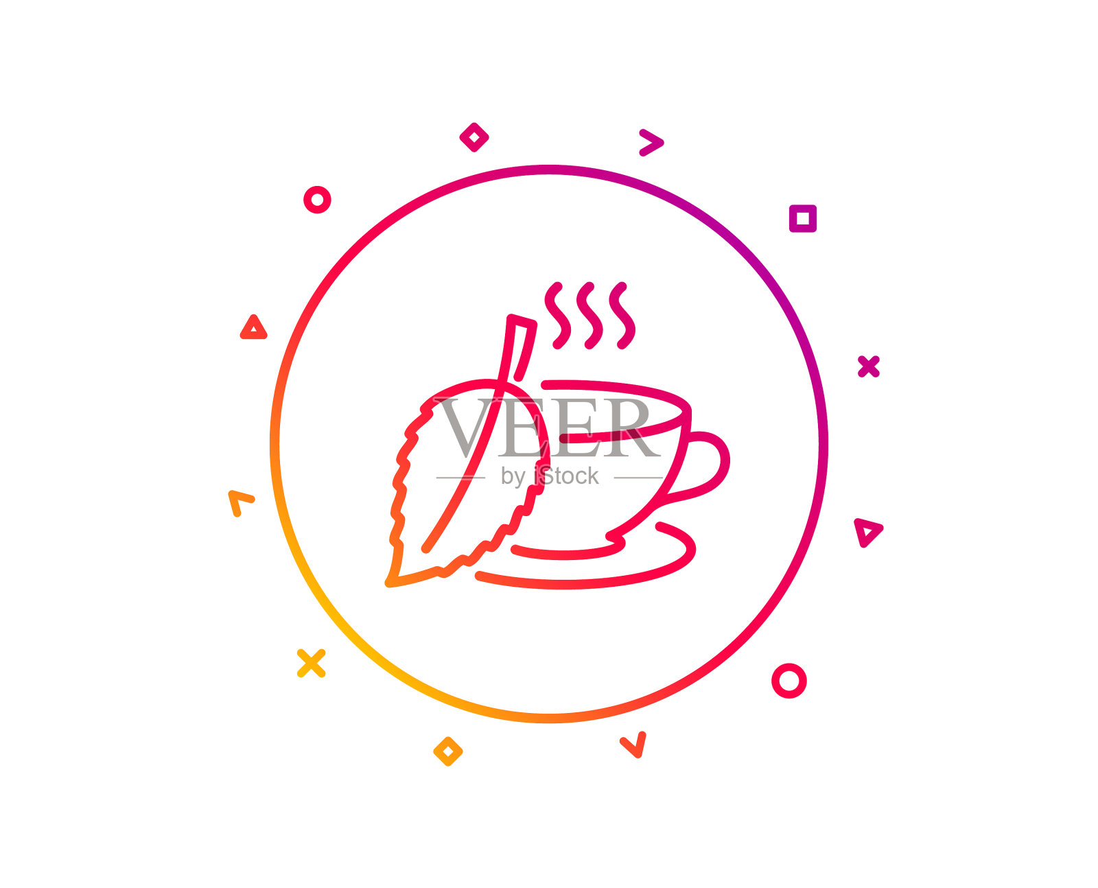 薄荷茶线图标新鲜草本饮料标志插画图片素材