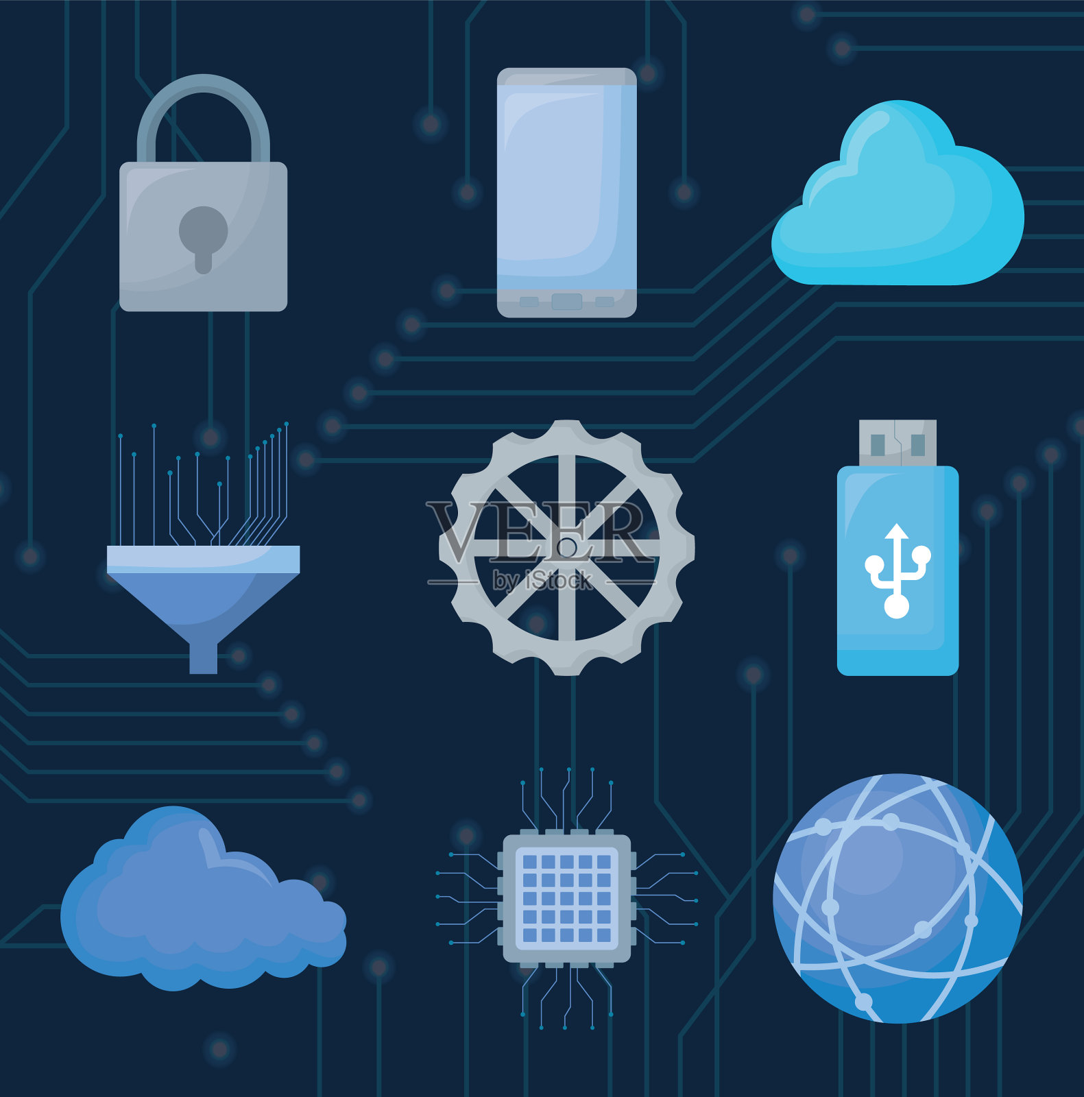 云计算设计插画图片素材