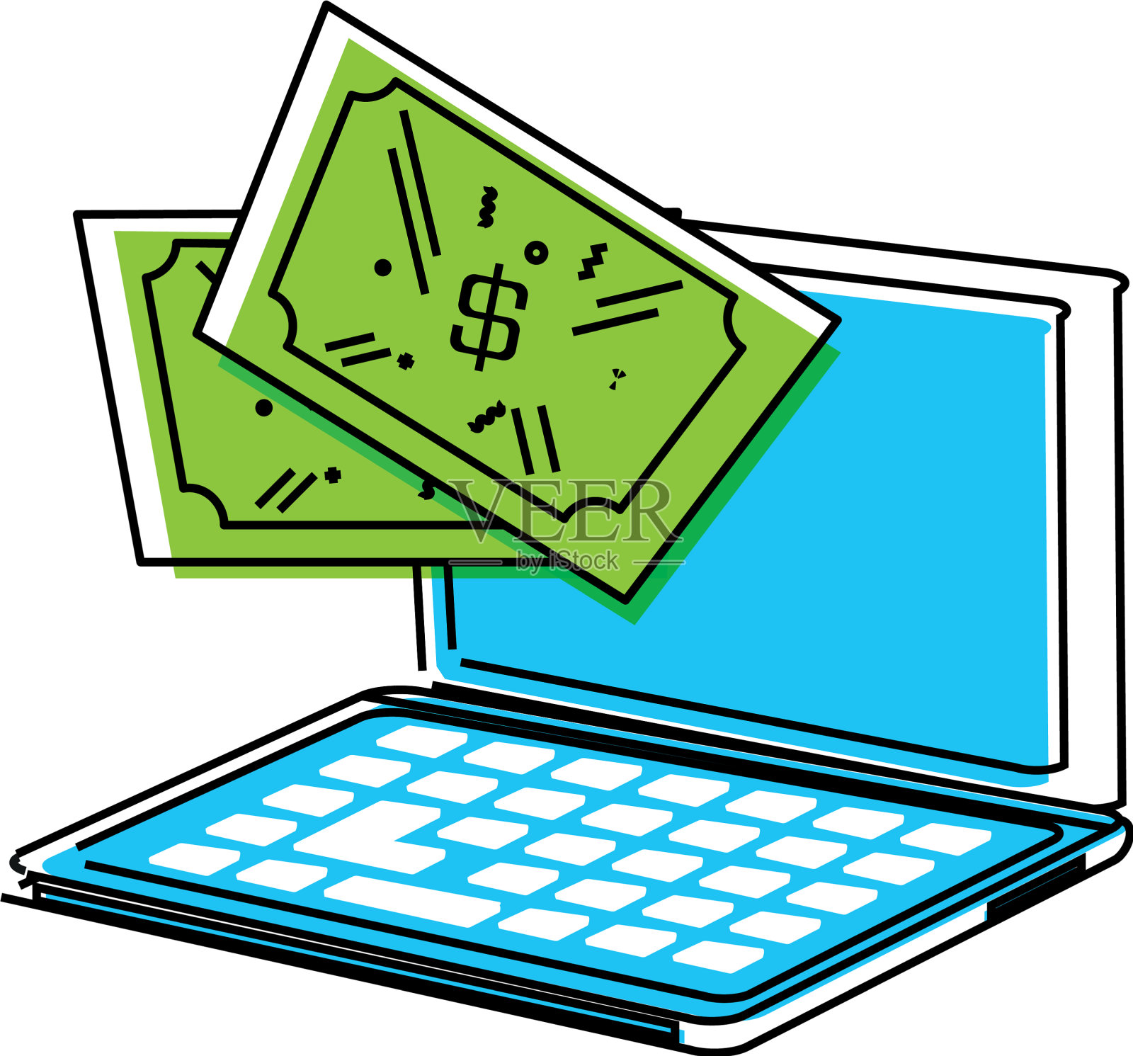 笔记本电脑和美元设计元素图片