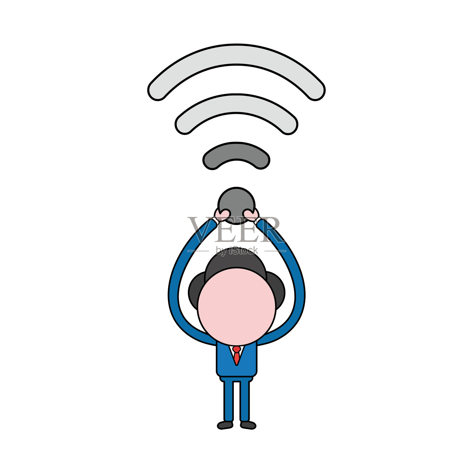 商人角色举着无线wifi设计元素图片