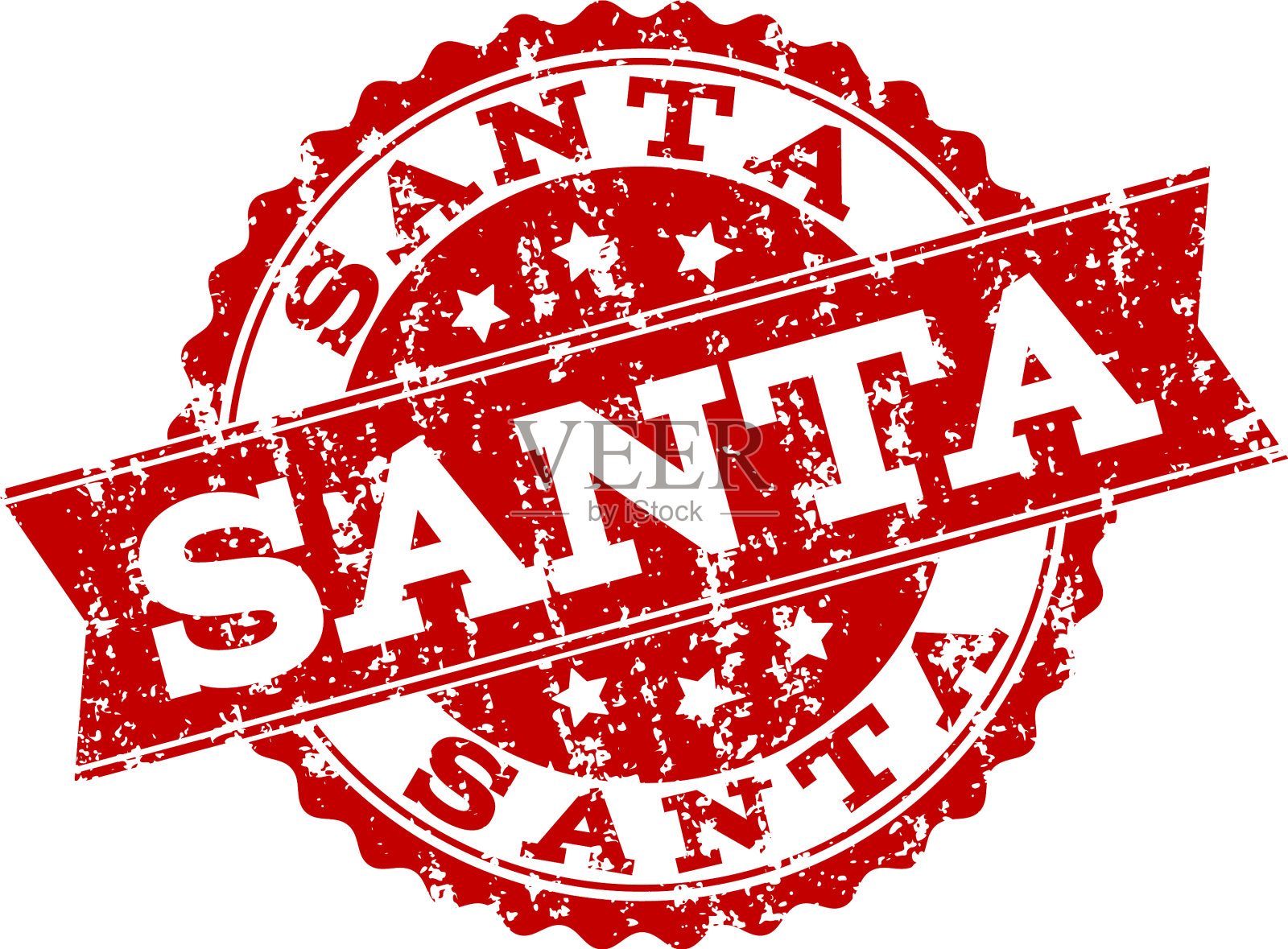 红色垃圾圣诞老人邮票印章水印插画图片素材