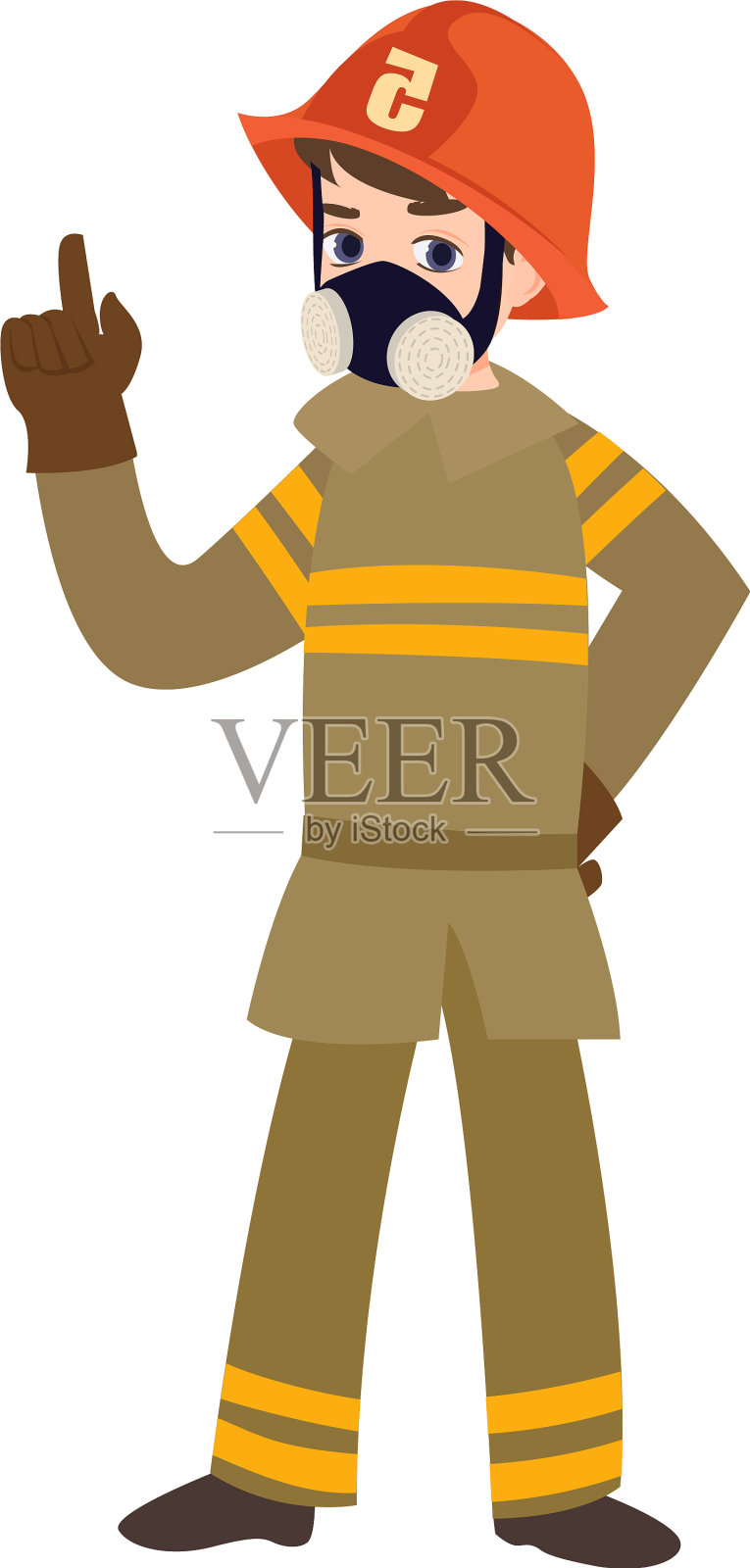 穿着防护制服的消防男孩头盔设计元素图片