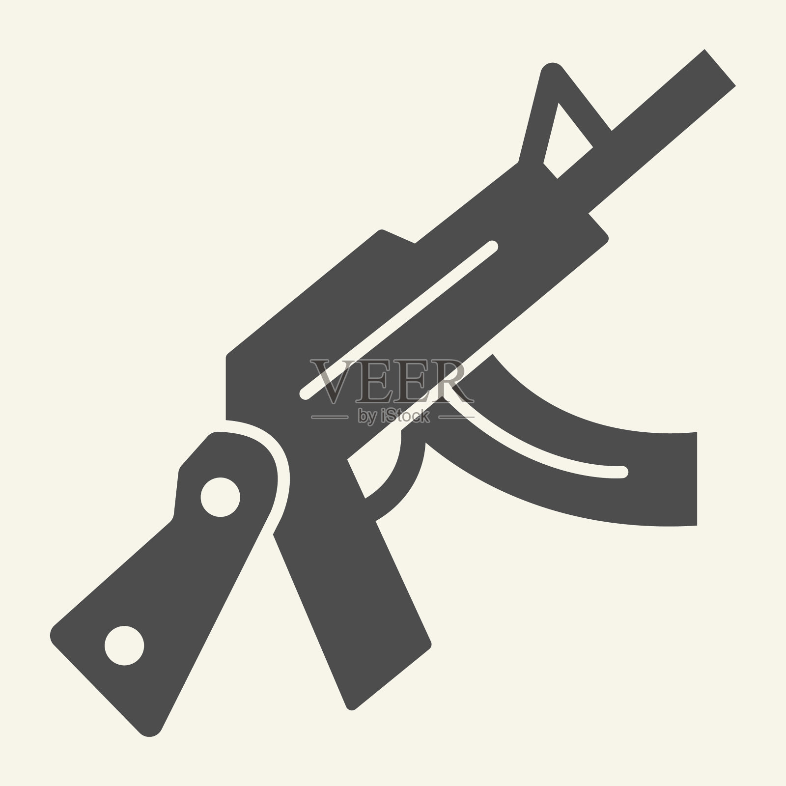 卡拉什尼科夫突击步枪固体图标自动插画图片素材