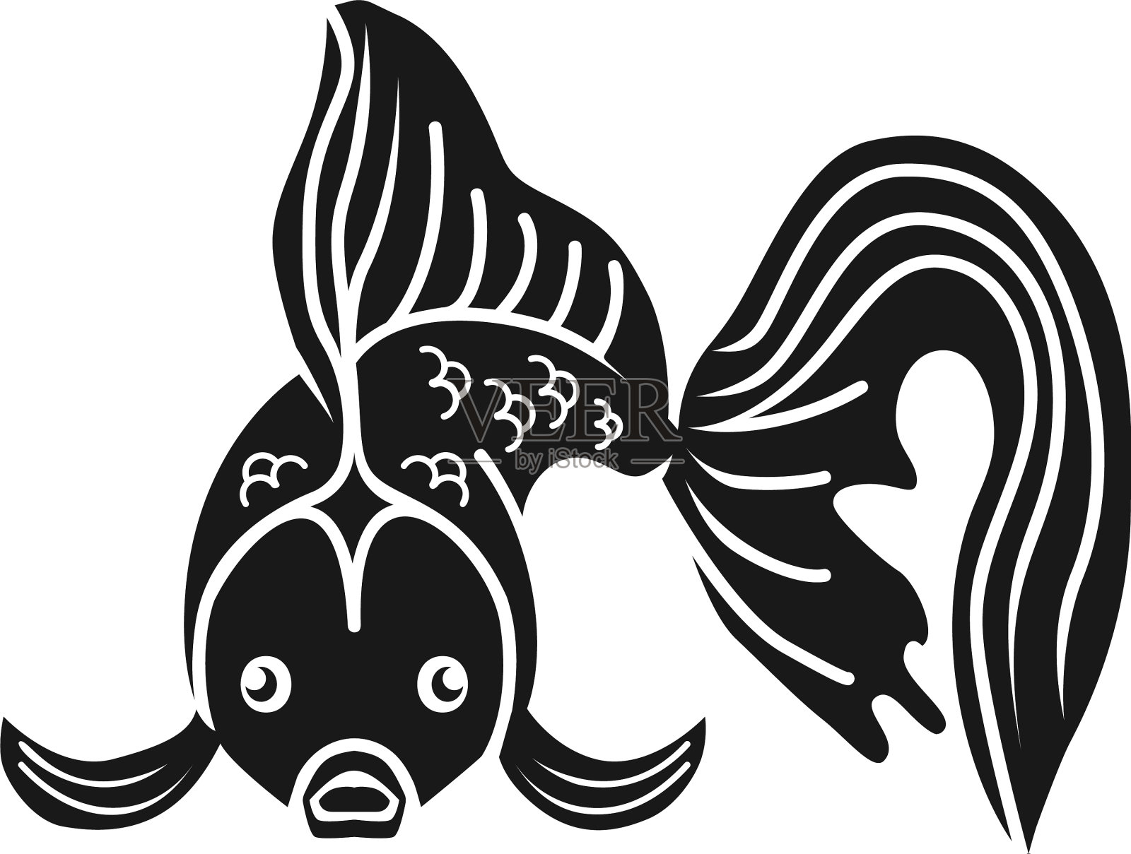 金鱼正面视图图标样式简单设计元素图片