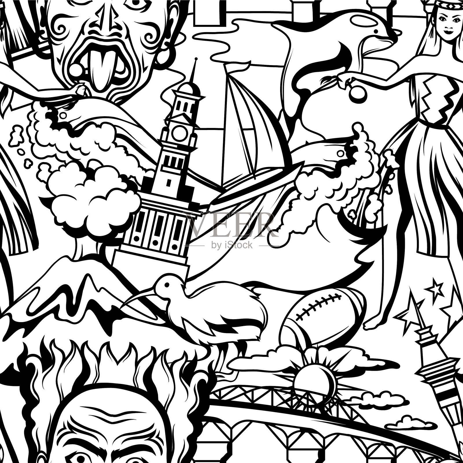 新西兰无缝图案插画图片素材