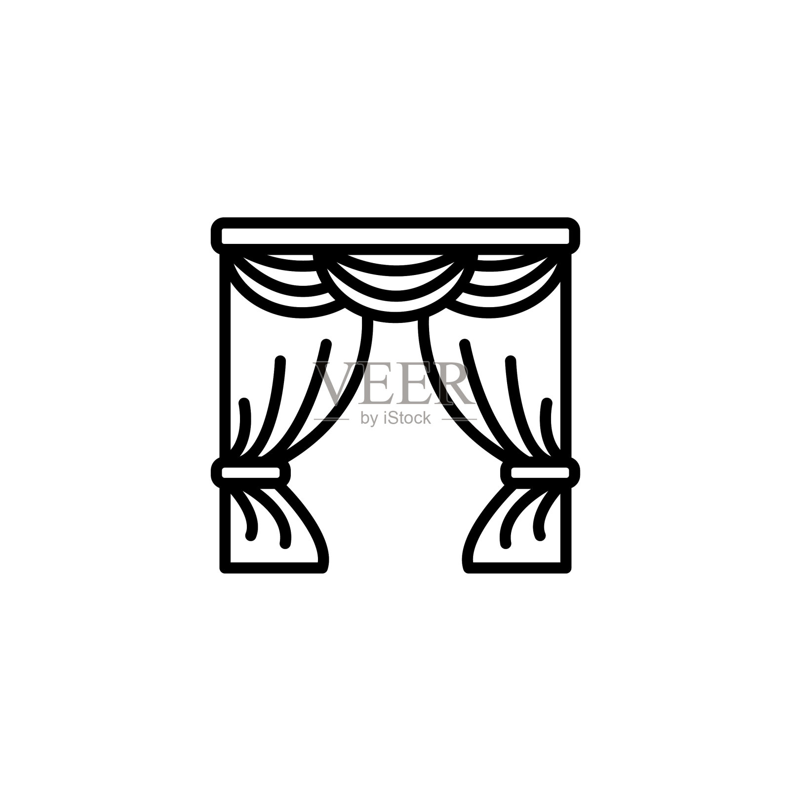 网页线图标窗帘黑色对白色图标素材