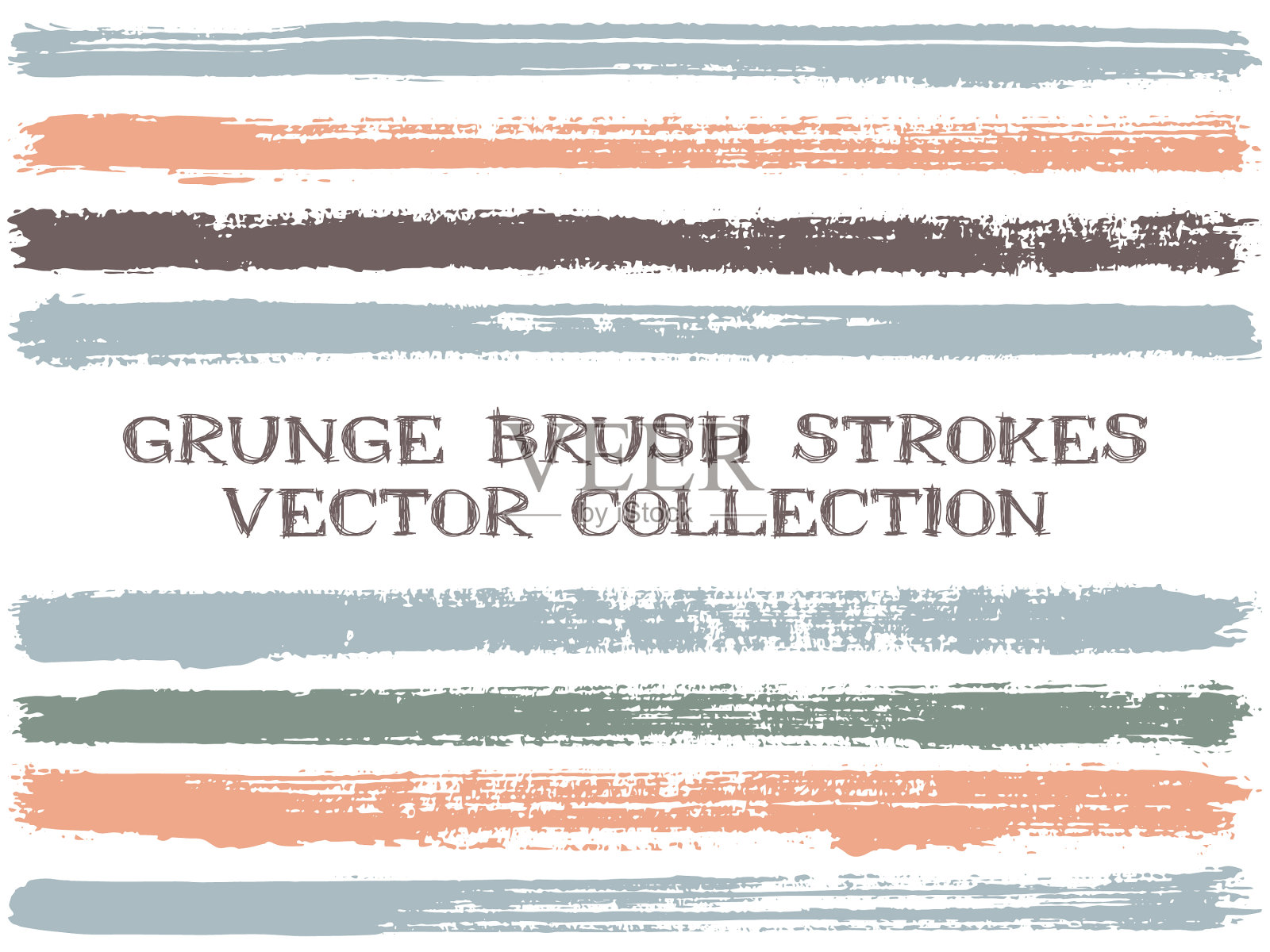 长墨笔触孤立设计元素插画图片素材