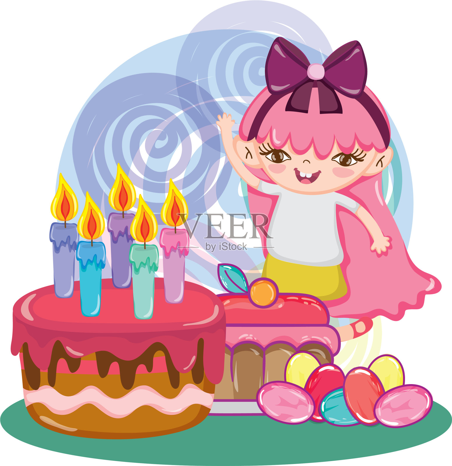 女孩的生日聚会设计元素图片