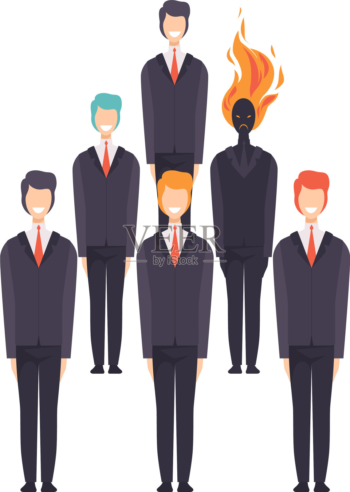 一群成功的商人精疲力竭设计元素图片