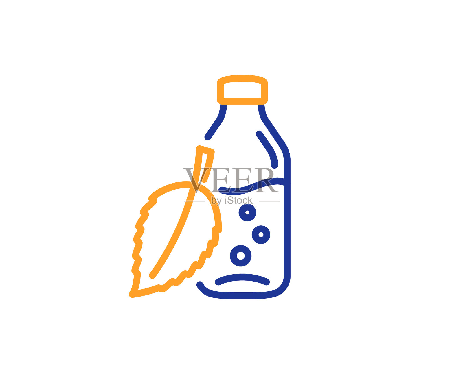 水瓶线图标苏打水的标志设计元素图片