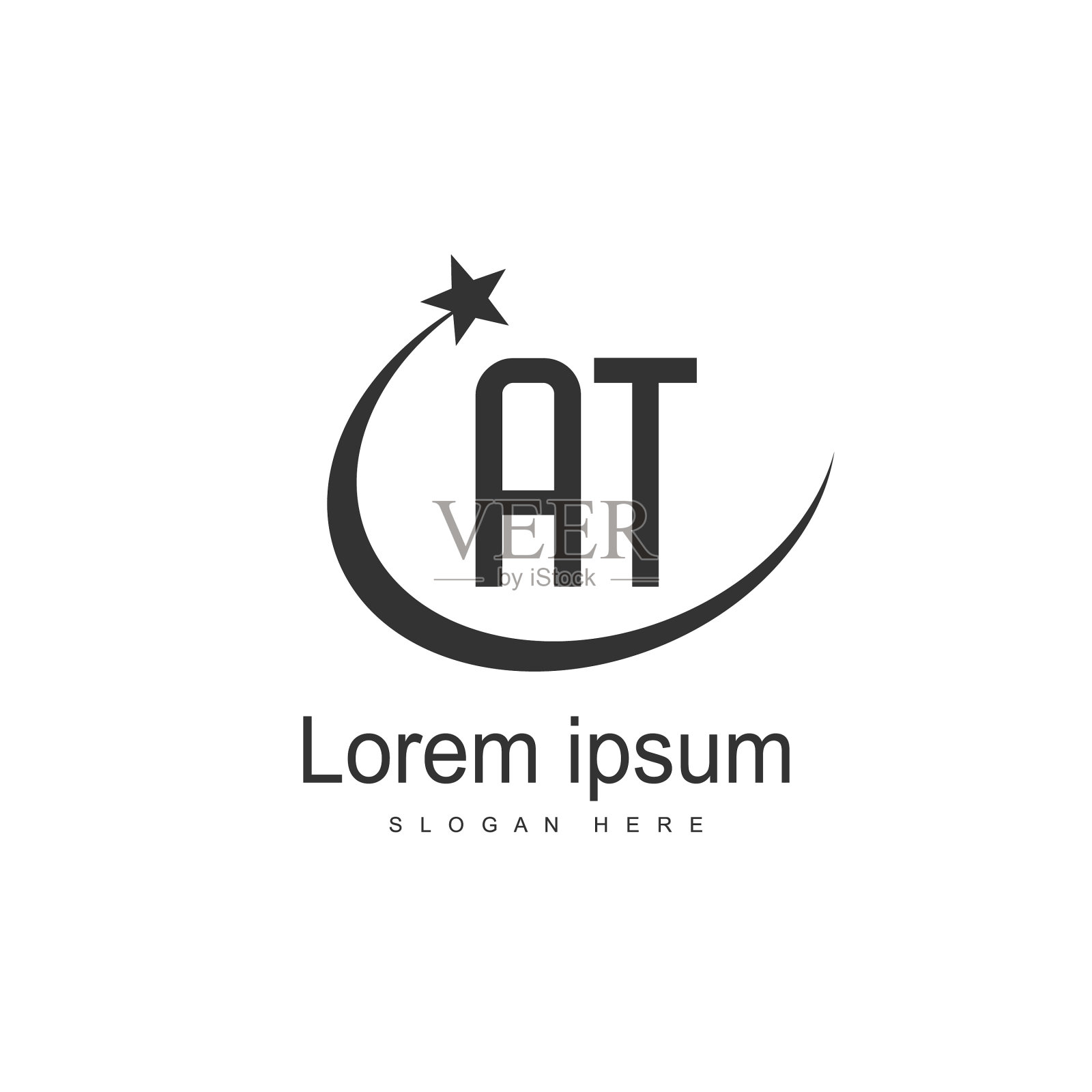 在字母标识设计上简洁而富有创意的黑色插画图片素材