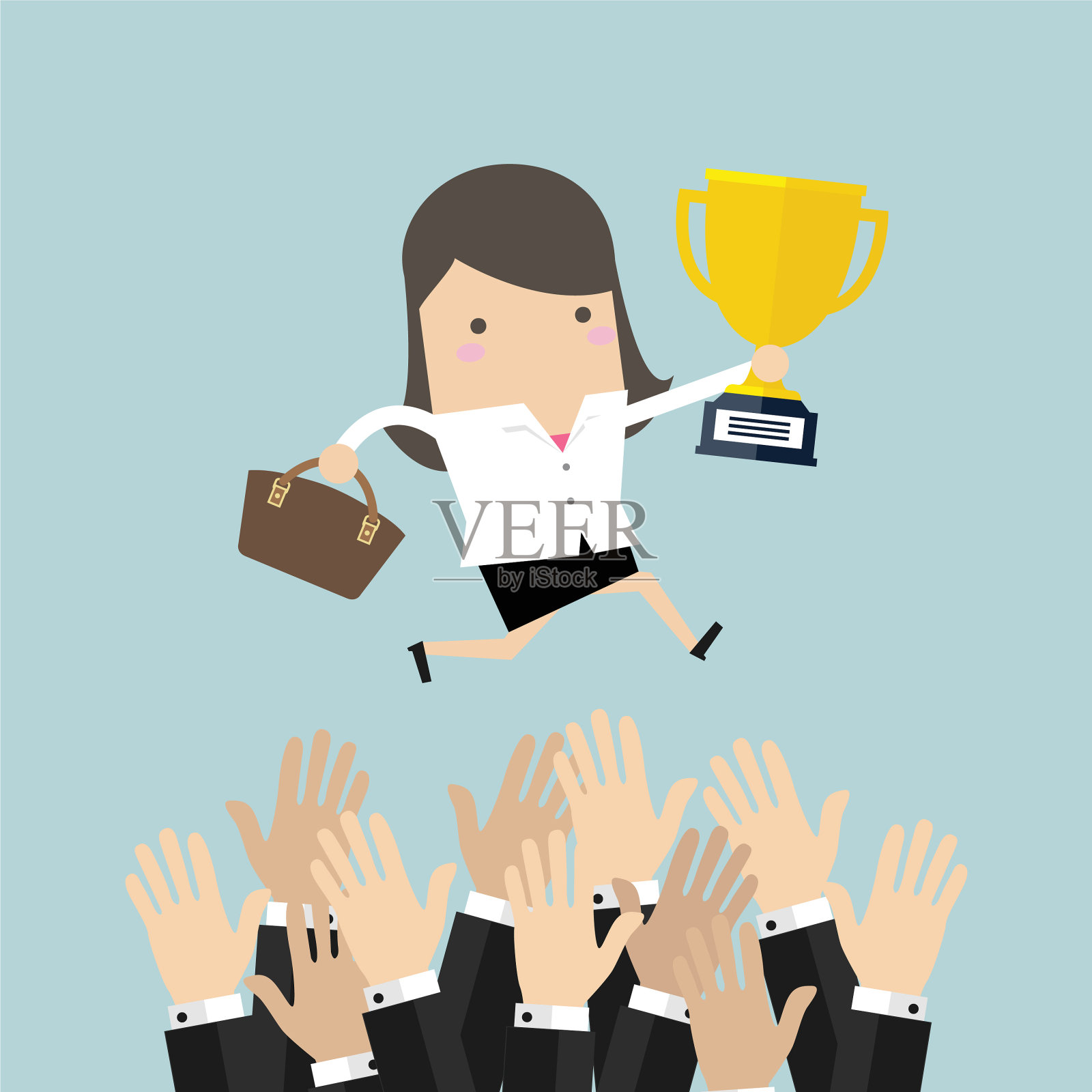 为胜利而战的女商人插画图片素材