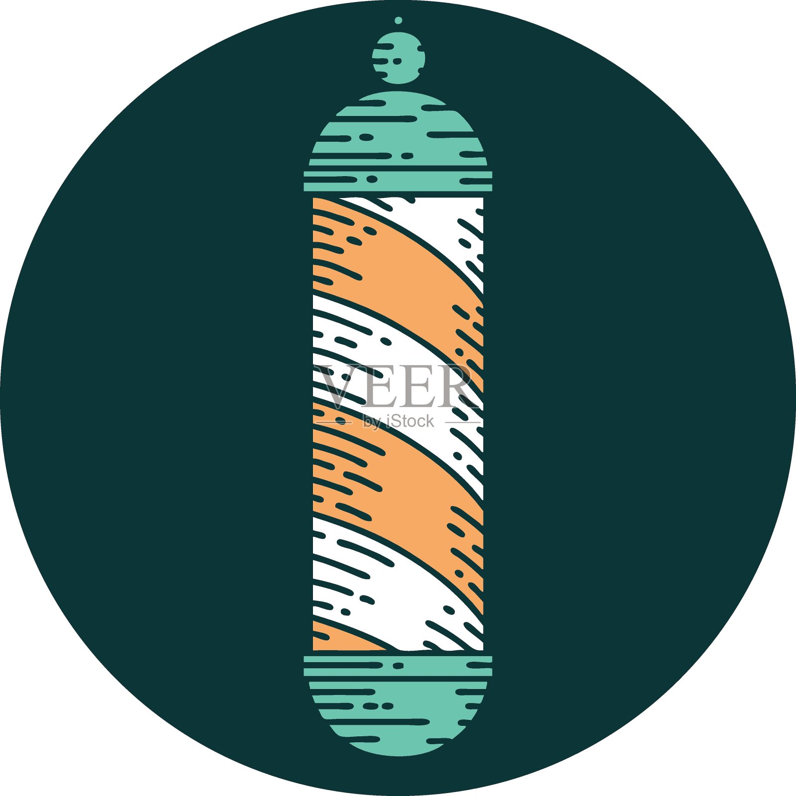 纹身风格的图标，一个理发师的杆子插画图片素材