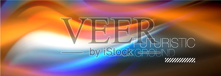 流体颜色混合发光氖气波背景插画图片素材