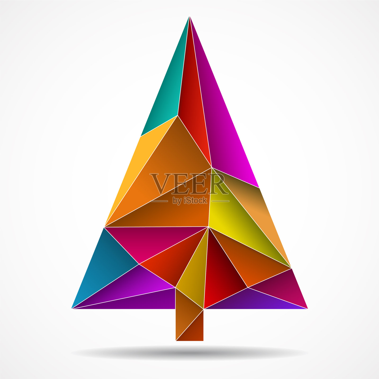 从三角形抽象彩色圣诞树插画图片素材