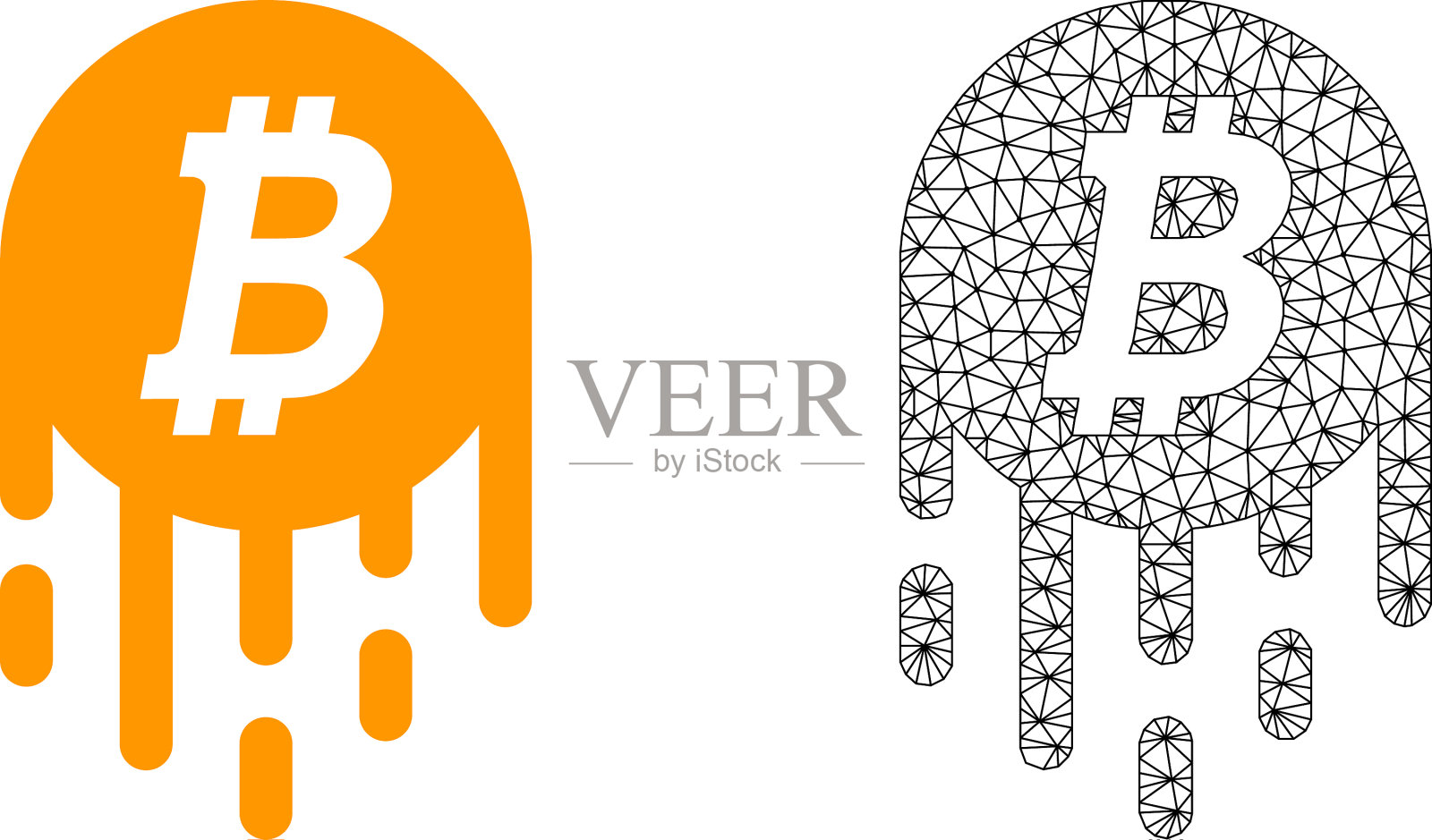 网框熔化比特币和平网插画图片素材