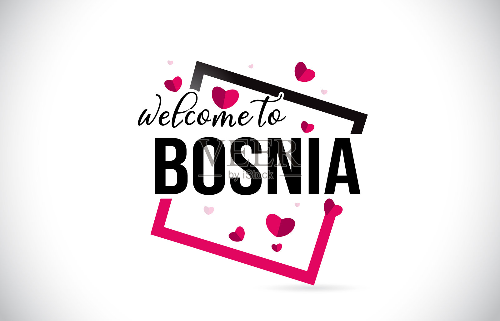 波斯尼亚欢迎文字与手写字体插画图片素材