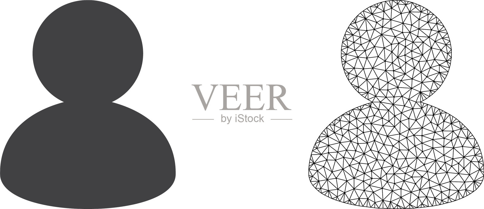 线框网格用户和平面图标插画图片素材