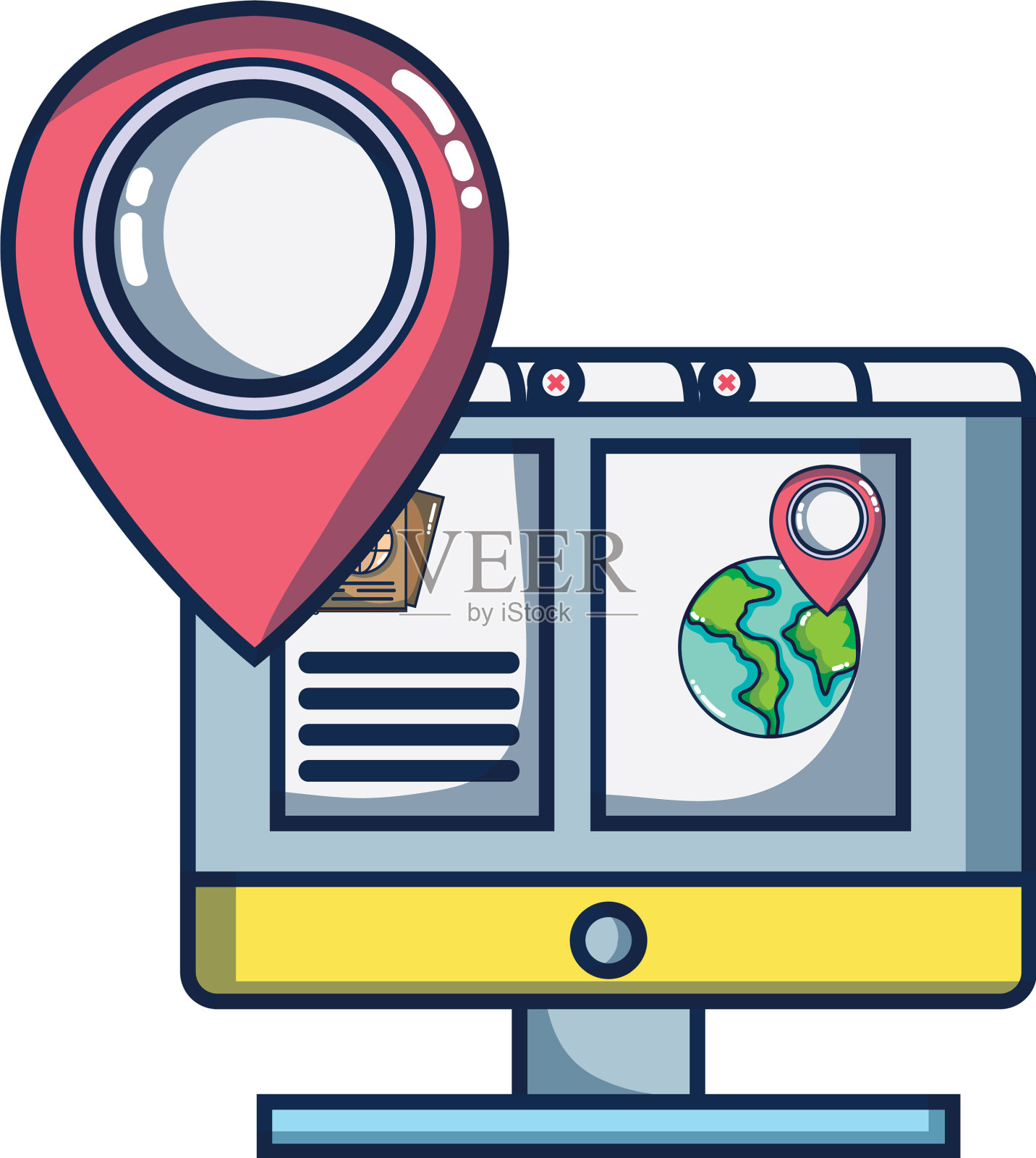 假期旅行电脑屏幕卡通设计元素图片