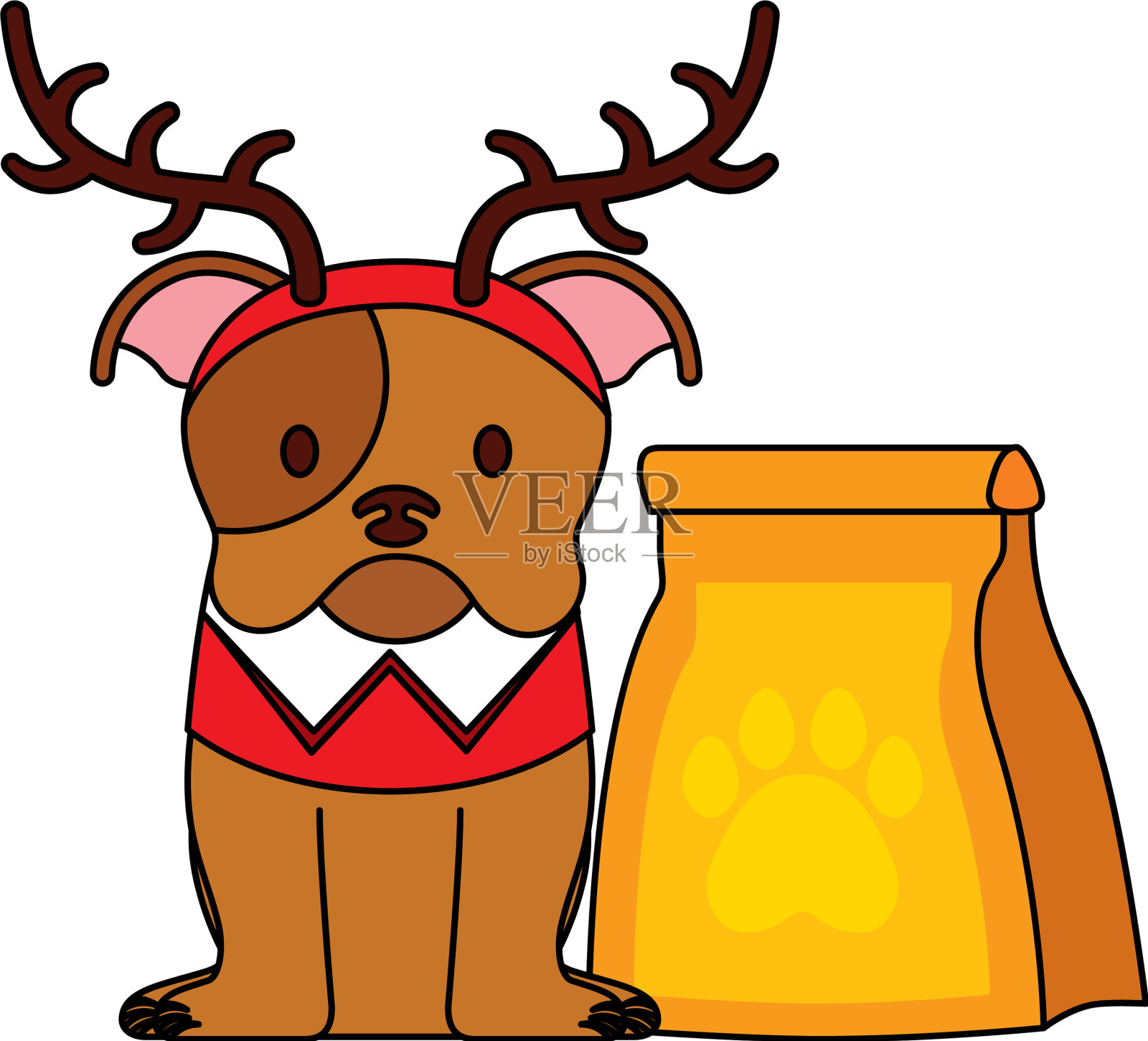 狗狗圣诞快乐卡片设计元素图片