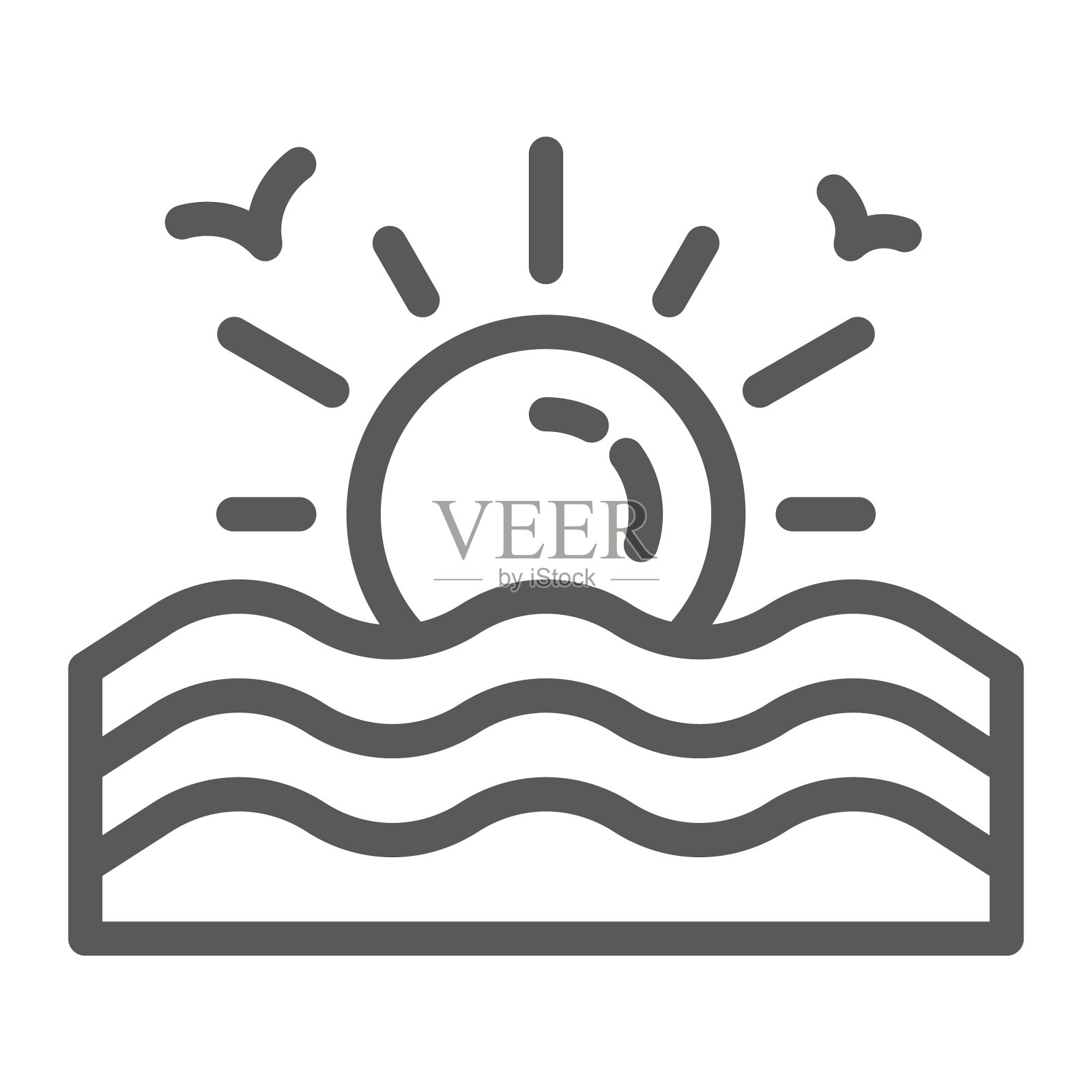 日落线标志日出和海洋太阳标志图标素材