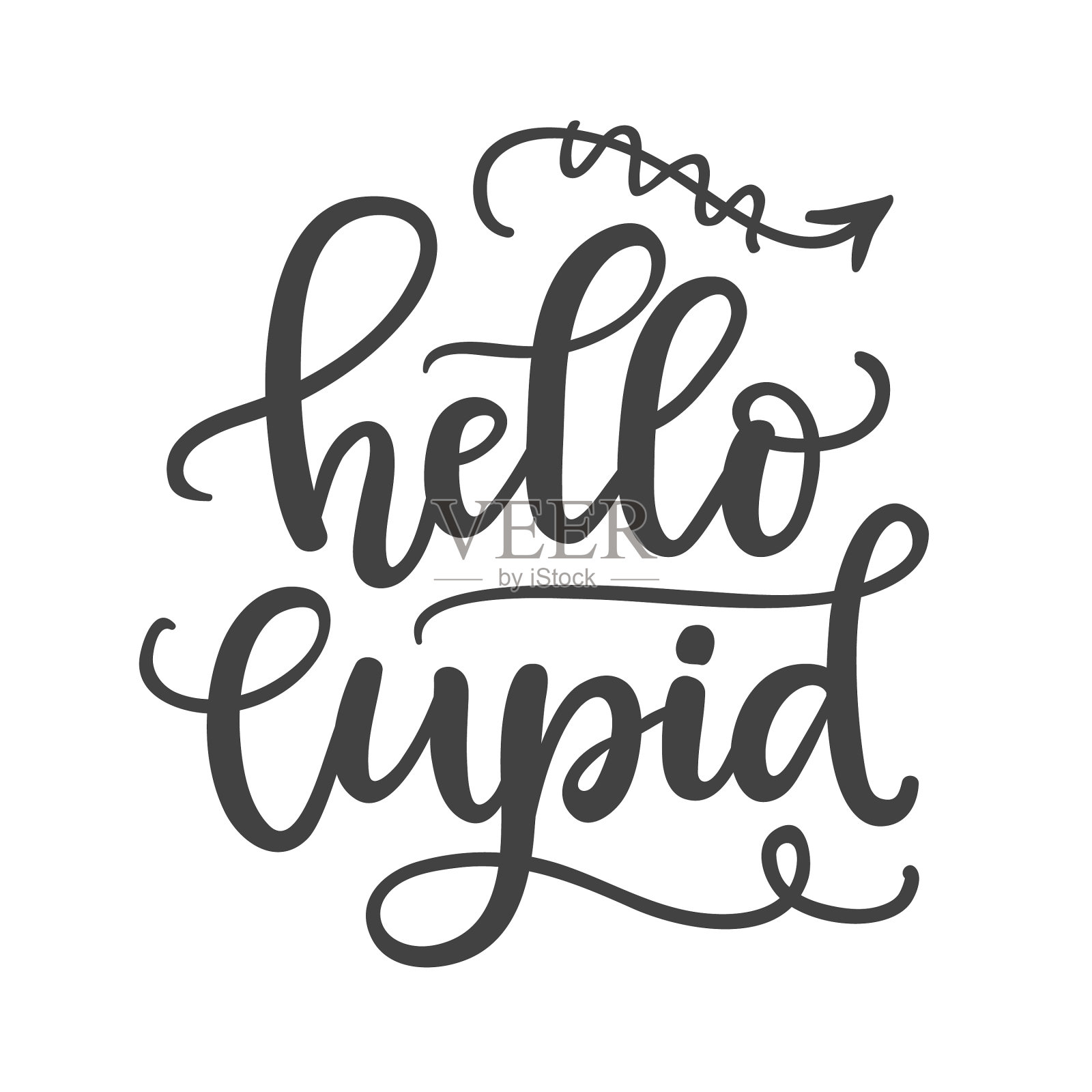 你好丘比特手写字母设计元素图片