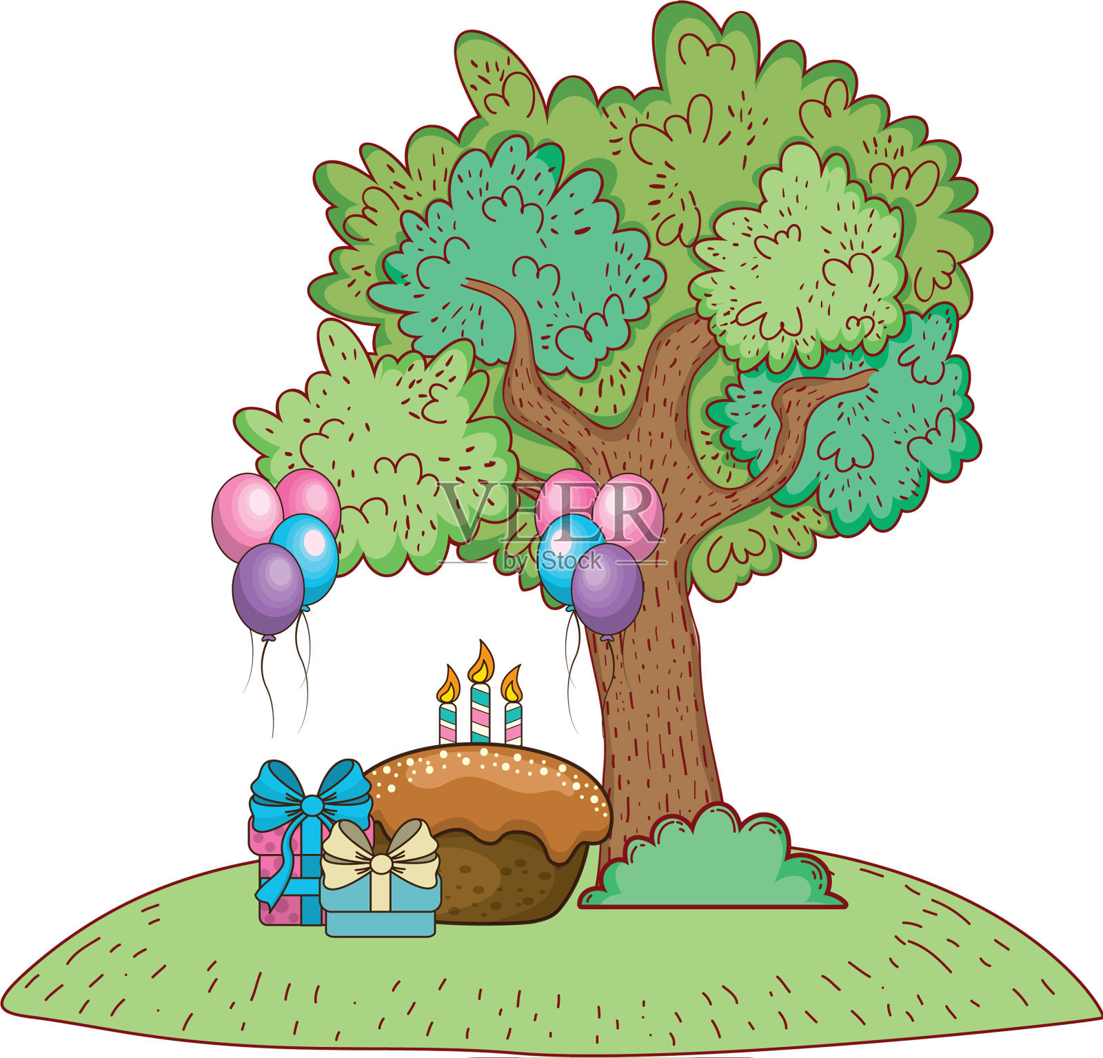 生日快乐可爱的小动物设计元素图片