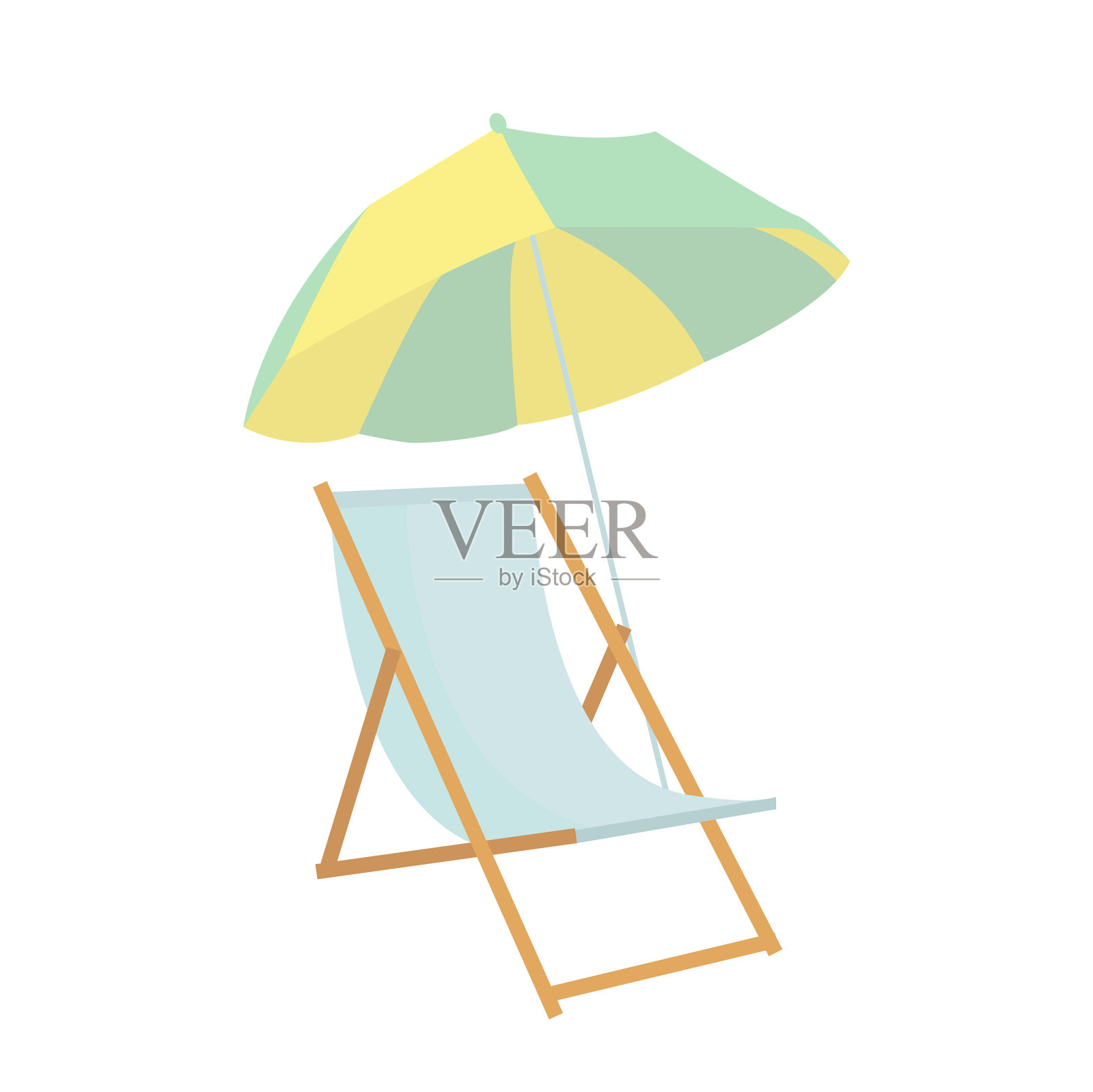 沙滩椅伞图标上的白色背景为设计元素图片