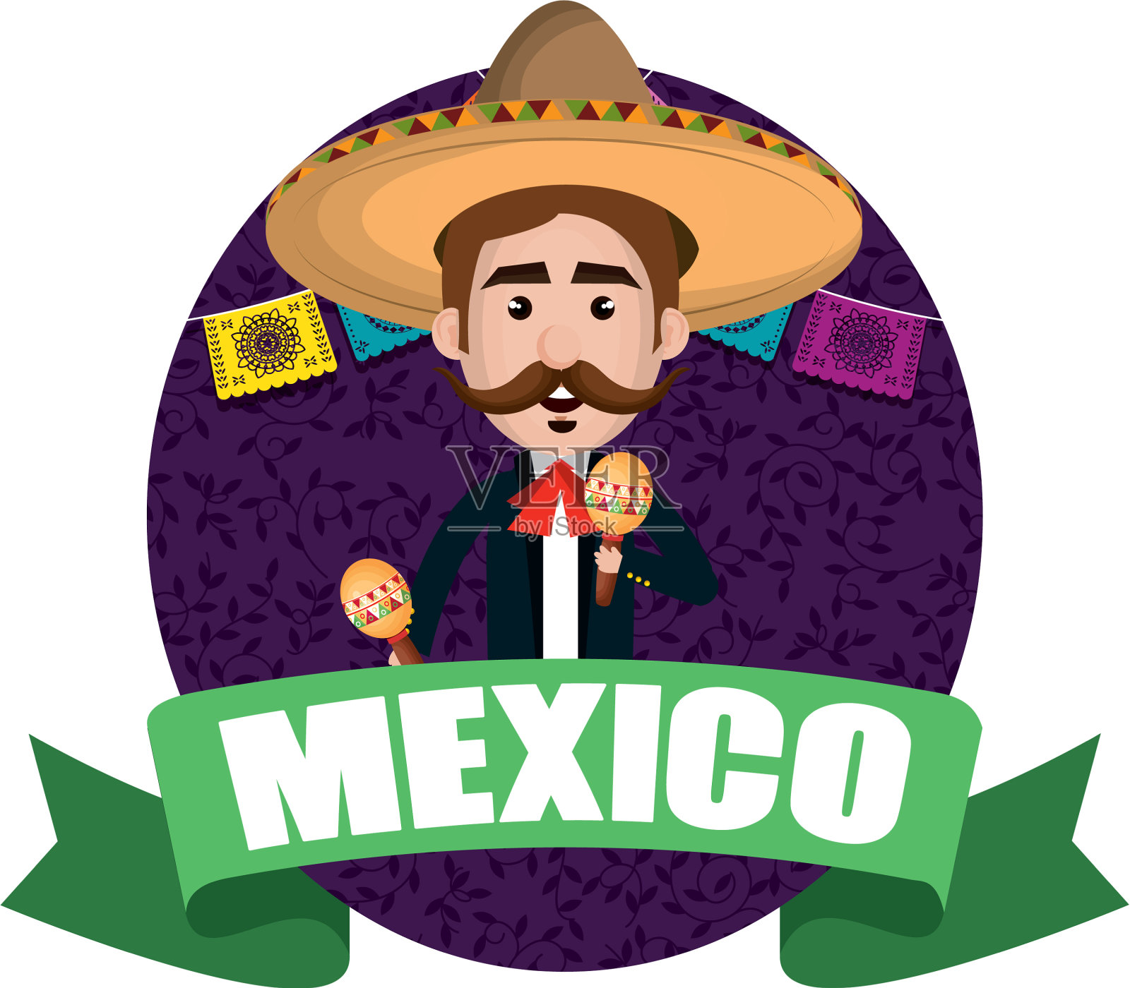 传统的墨西哥流浪艺人性格设计元素图片