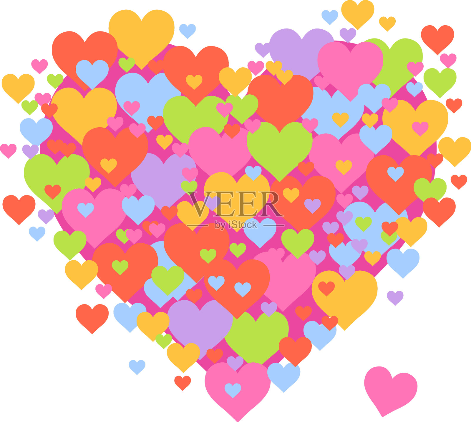 五彩心形象征情人节插画图片素材